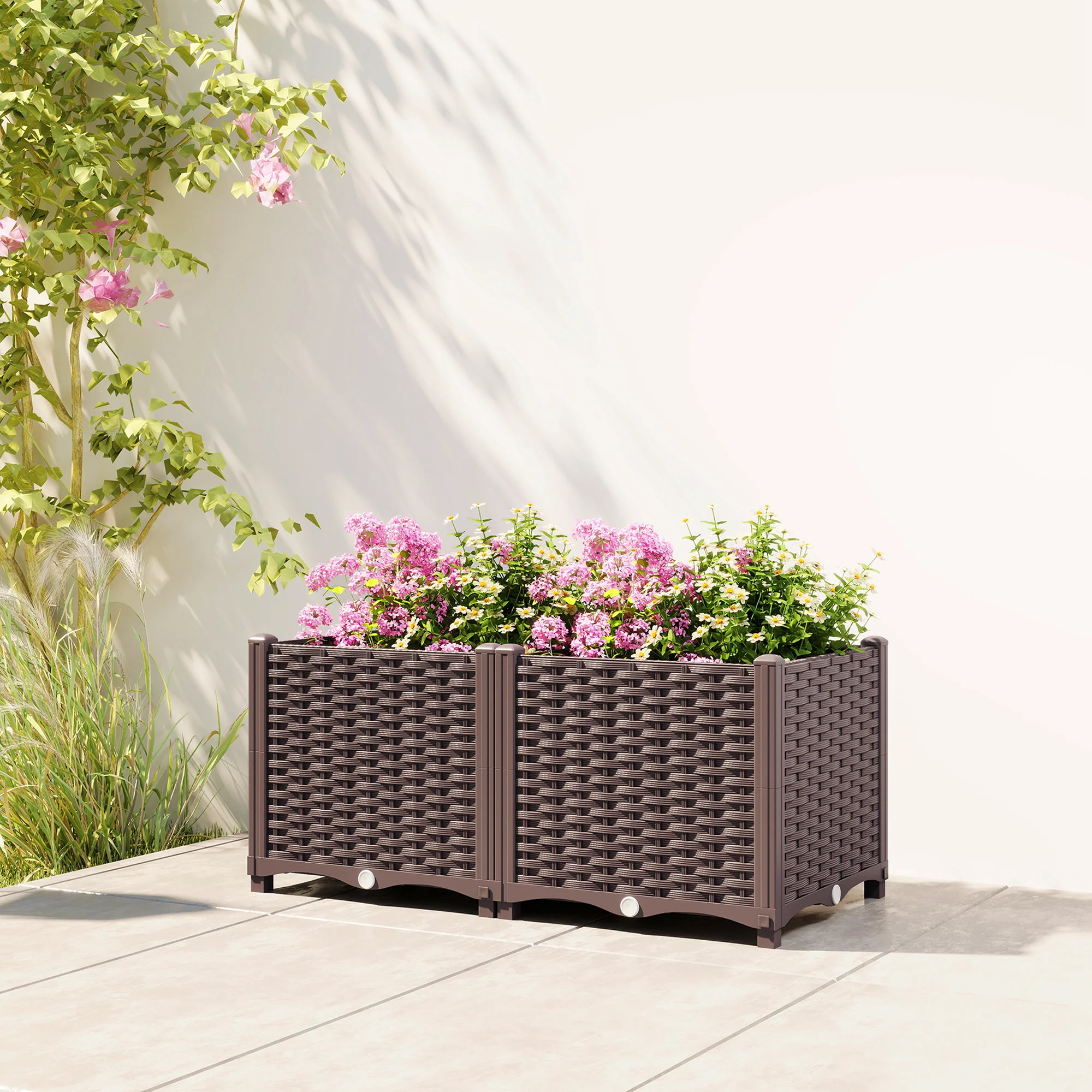 Plastic Raised Garden Bed with Legs, Self Watering Elevated Planter Boxes with Drainage Holes and Plugs, Easy Assembly Outdoor Planter Box for Vegetables, Flowers, Herbs, 80 x 40 x 37 cm - Image 9