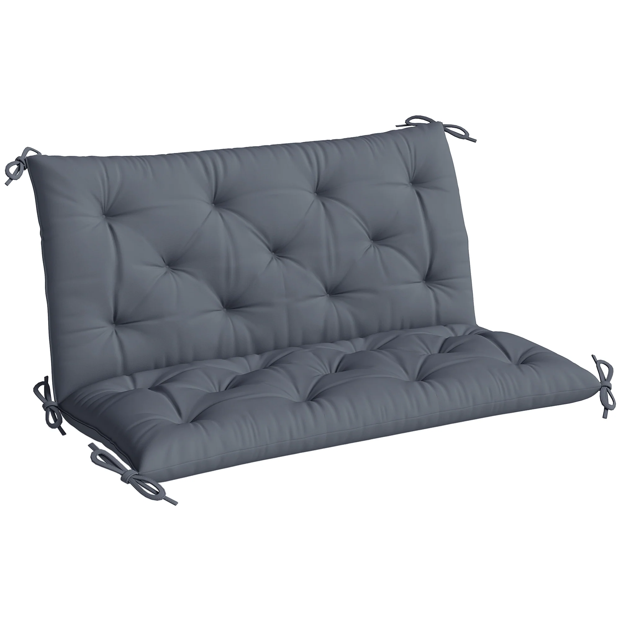 2-Seater Garden Bench Chair Cushion Mat Replacement with Backrest, 39.4" x 38.6", Dark Grey - Image 12