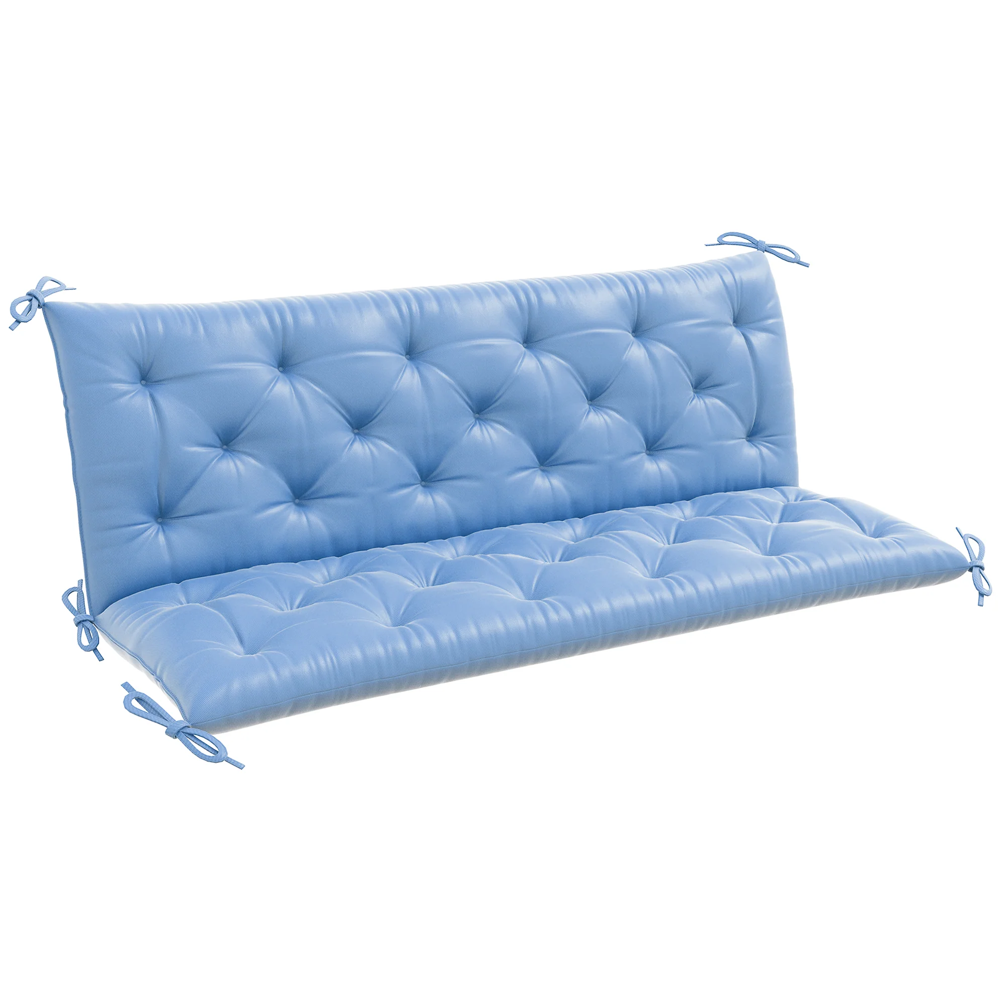 3 Seater Swing Chair Replacement Cushions with Backrest for Patio Furniture, Light Blue - Image 12