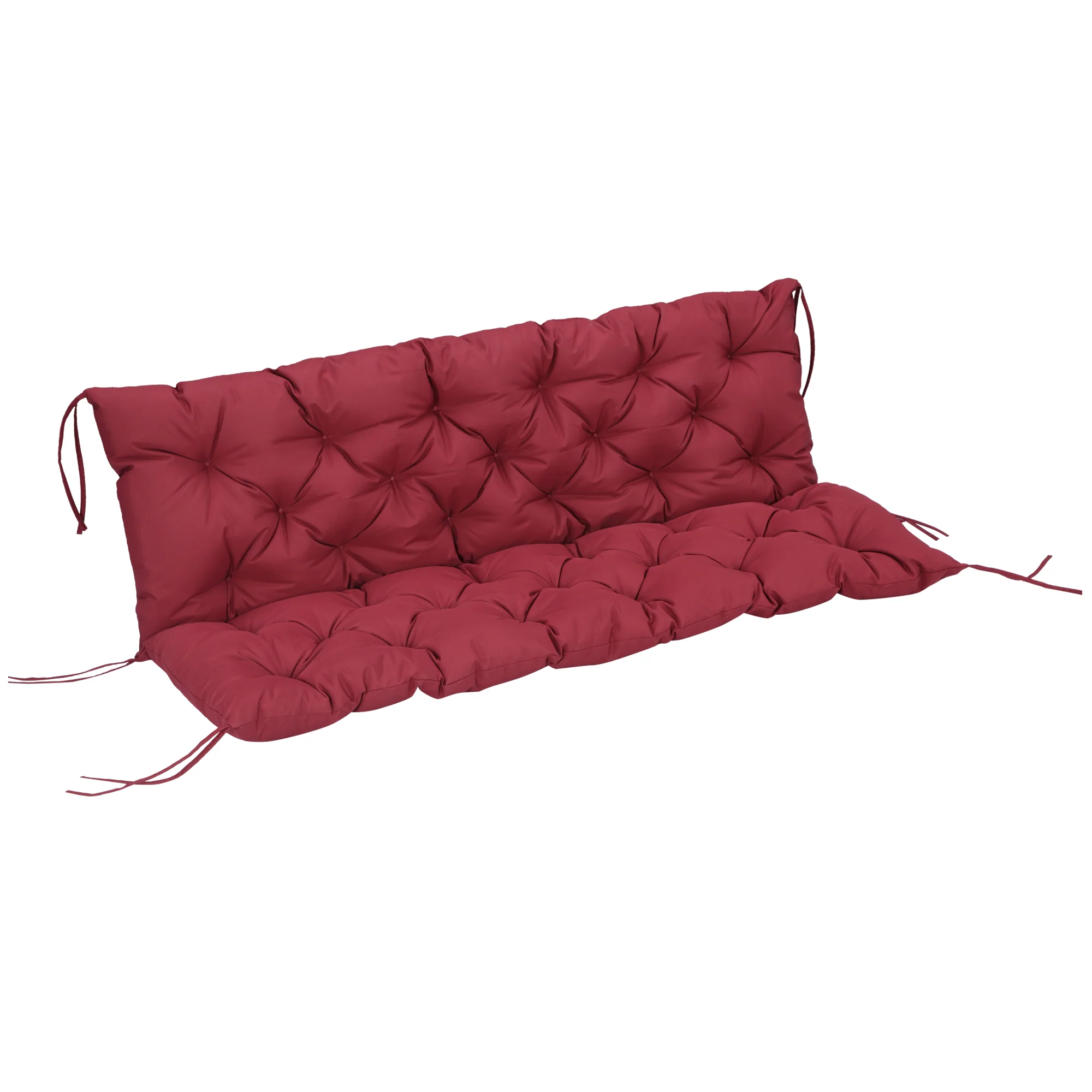 3 Seater Swing Chair Replacement Cushions with Backrest for Patio Furniture, Wine Red