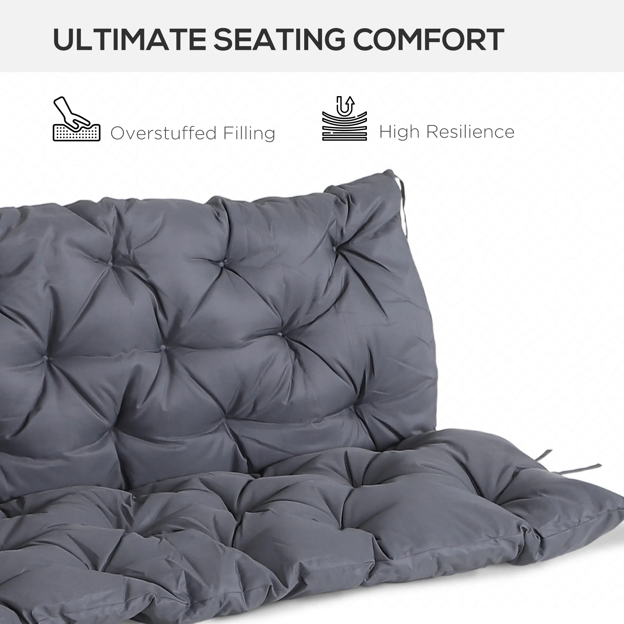 3 Seater Swing Chair Replacement Cushions with Backrest for Patio Furniture, Dark Grey - Image 9