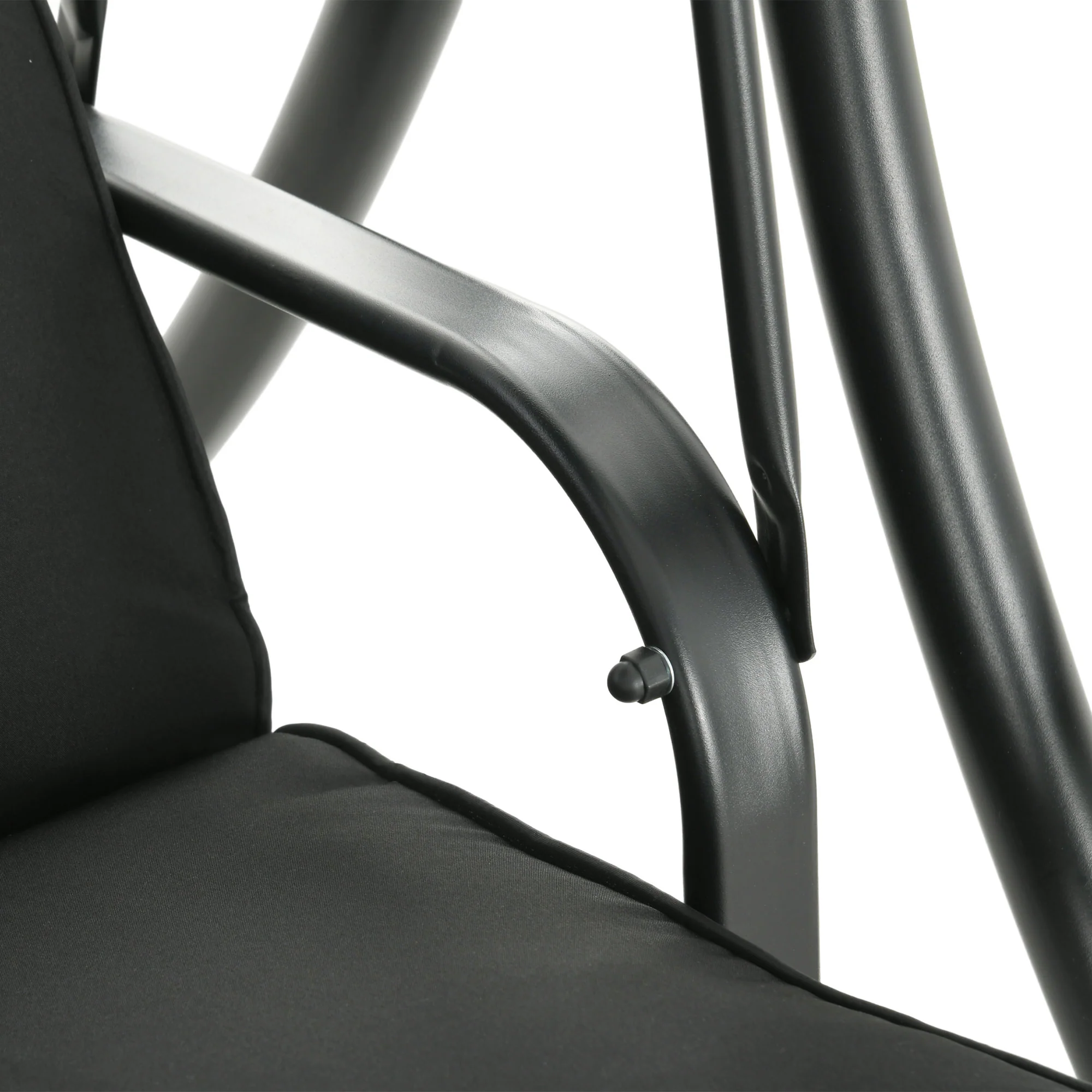 3 Seat Outdoor Swing Chair, Steel Swing Bench with Adjustable Canopy & Cusions, Black - Image 11