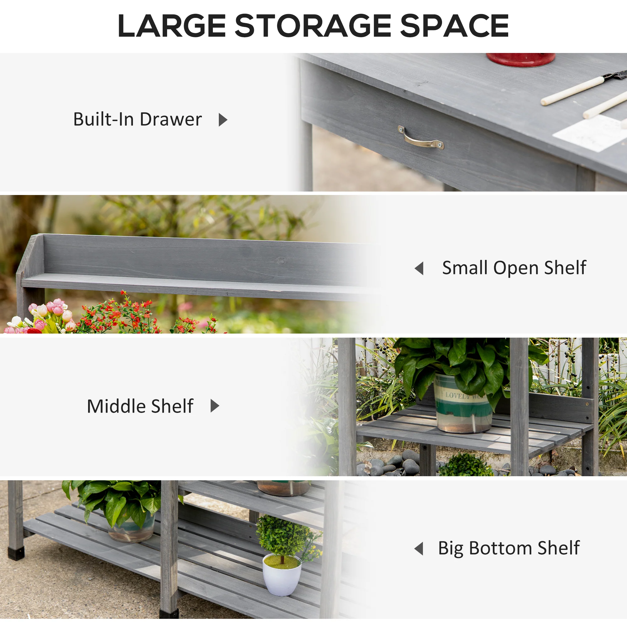 Deluxe Outdoor Potting Table with Sink & Storage Solutions for Patio, Courtyards, Balcony - Image 7