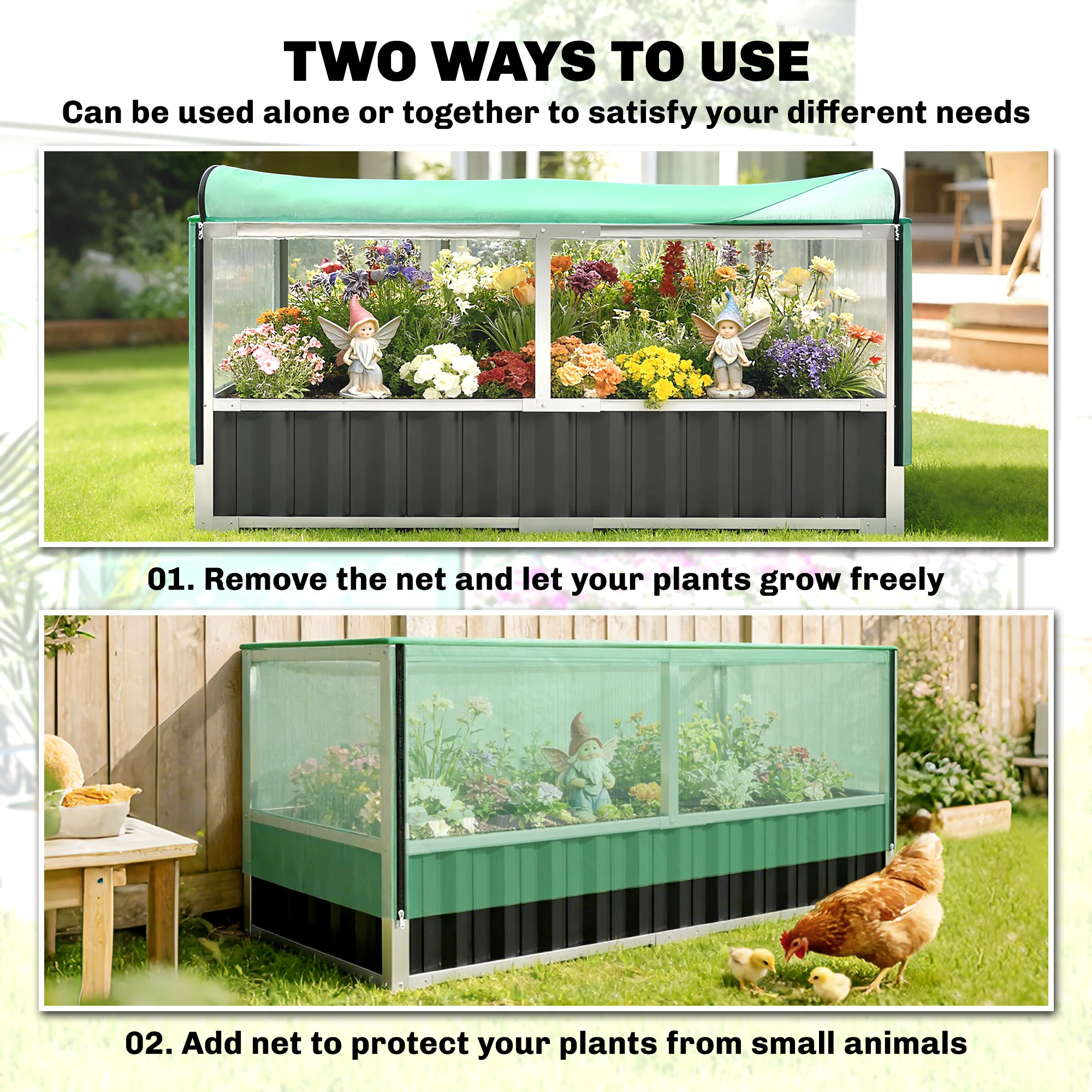 5.7 x 3 x 2.3ft Steel Planter Box Outdoor with Cover, Gloves, Dark Grey - Image 7