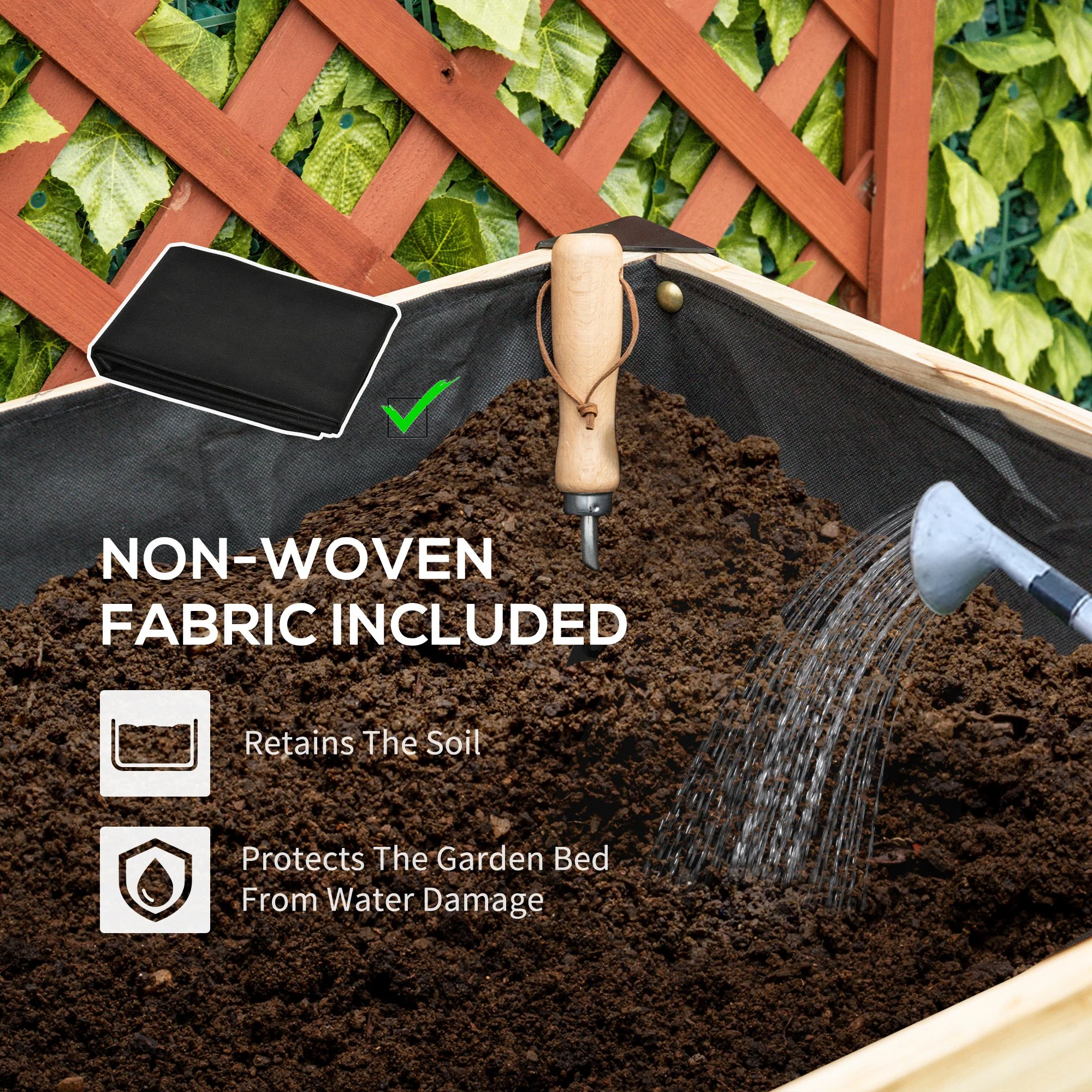 47" x 24" x 29" Raised Garden Bed with Metal Frame & Wooden Planter, Natural - Image 7