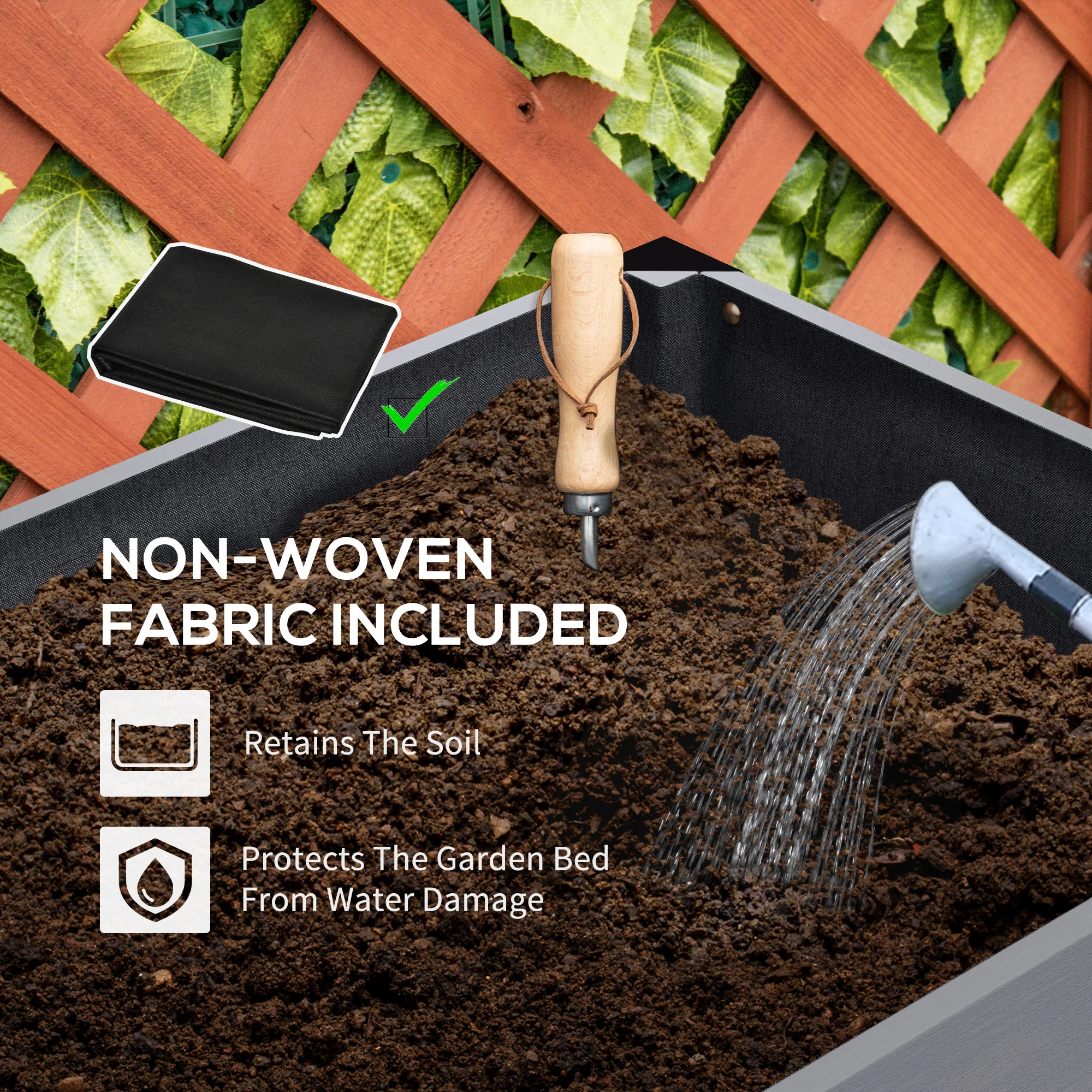 47" x 24" x 29" Raised Garden Bed with Metal Frame & Wooden Planter, Grey - Image 7