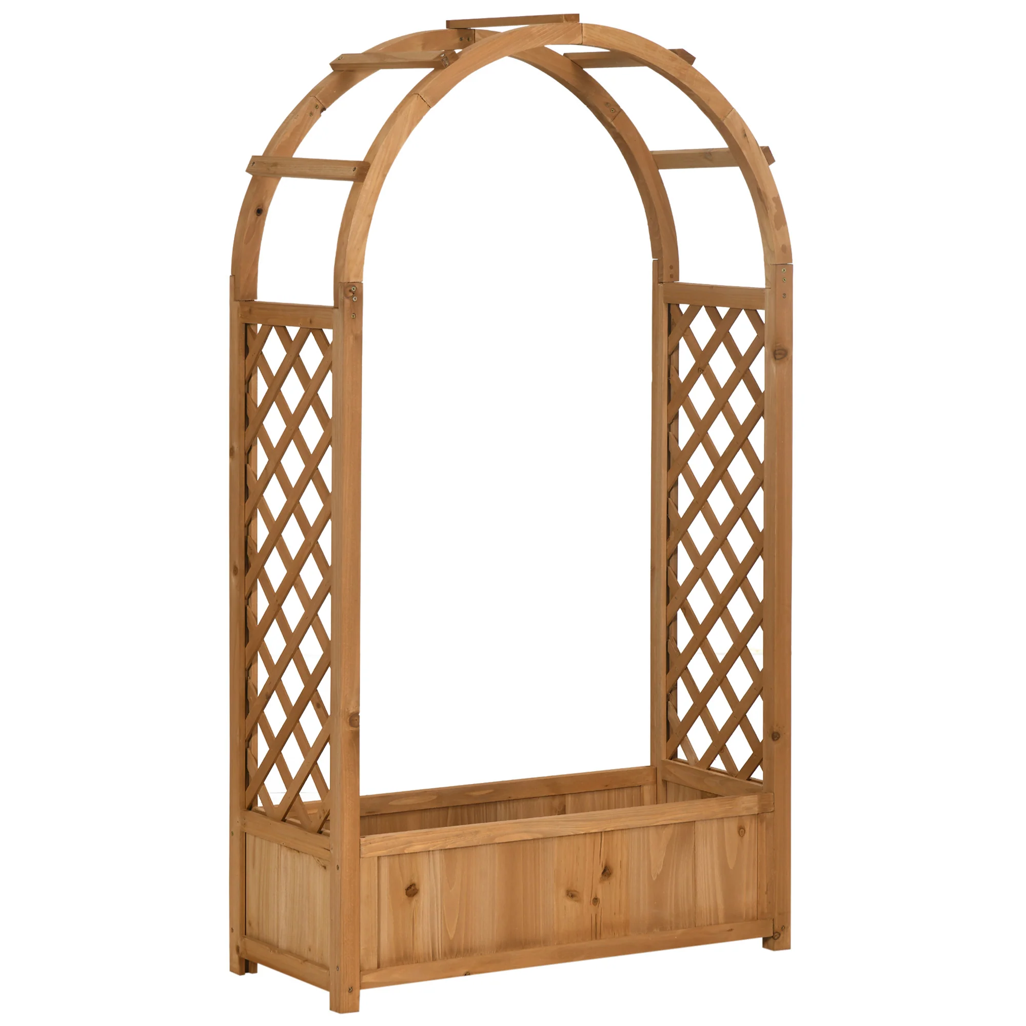 Raised Garden Bed with Arch Trellis, Freestanding Garden Planter Box, Outdoor Planter Container for Vine Climbing Plant Flower Herb, Brown - Image 12