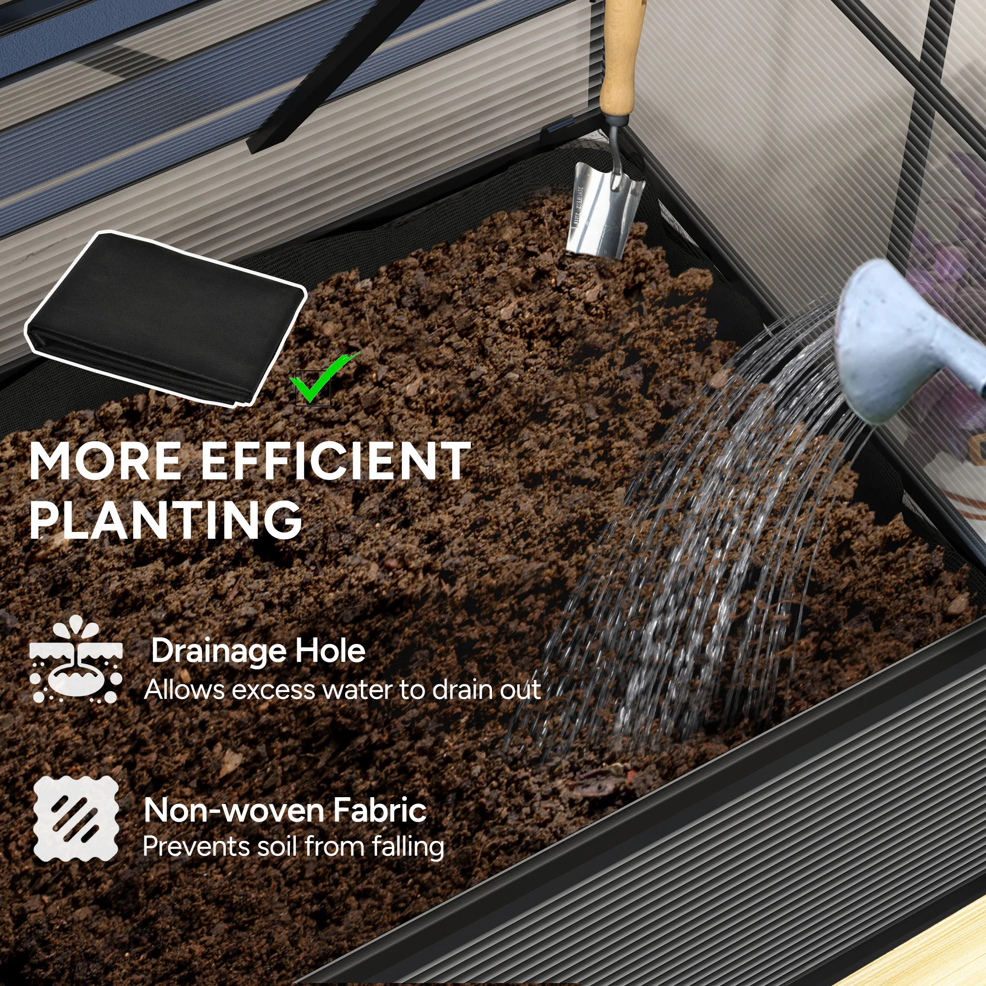 NookGrow Raised Garden Bed with Cold Frame Greenhouse Polycarbonate Panel and Top Vent, Natural - Image 9