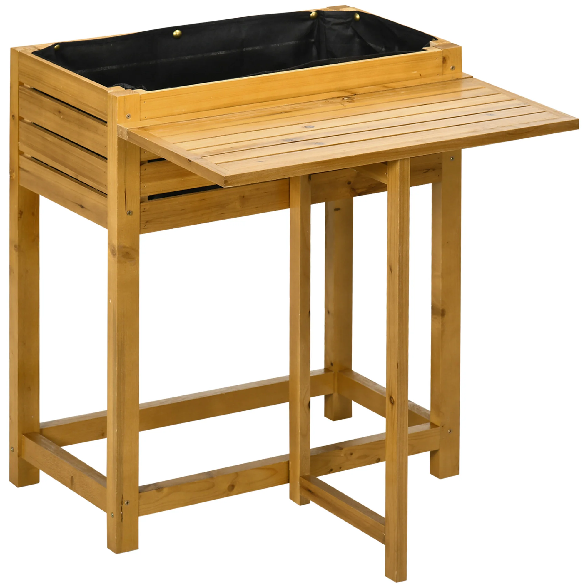Raised Garden Bed with Folding Side Table, Elevated Wood Planter Box for Flowers, Herbs and Vegetables, Use for Patio, Backyard, Balcony - Image 12