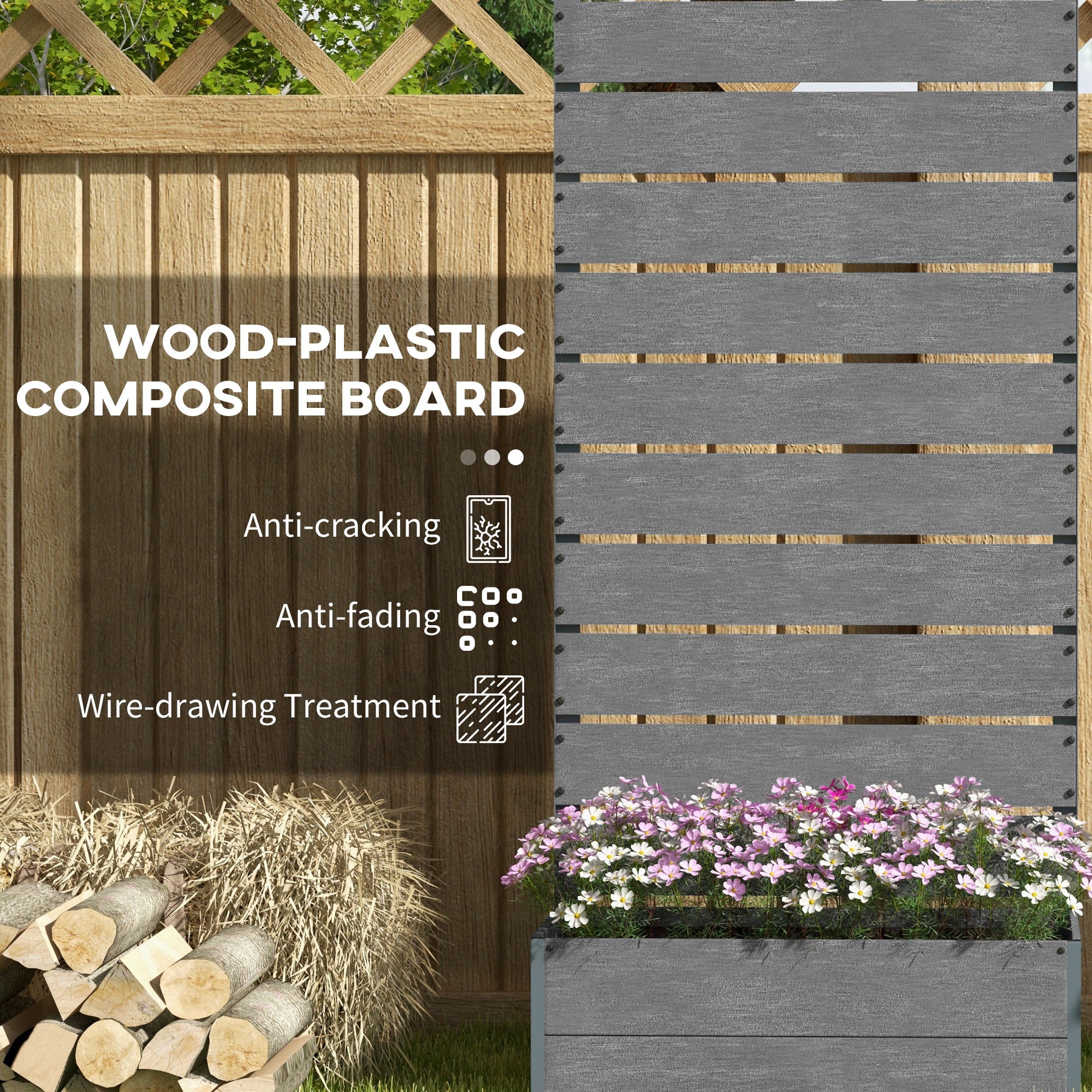 Raised Garden Bed with Trellis for Climbing Vines, 28"x15"x59", Dark Grey - Image 7