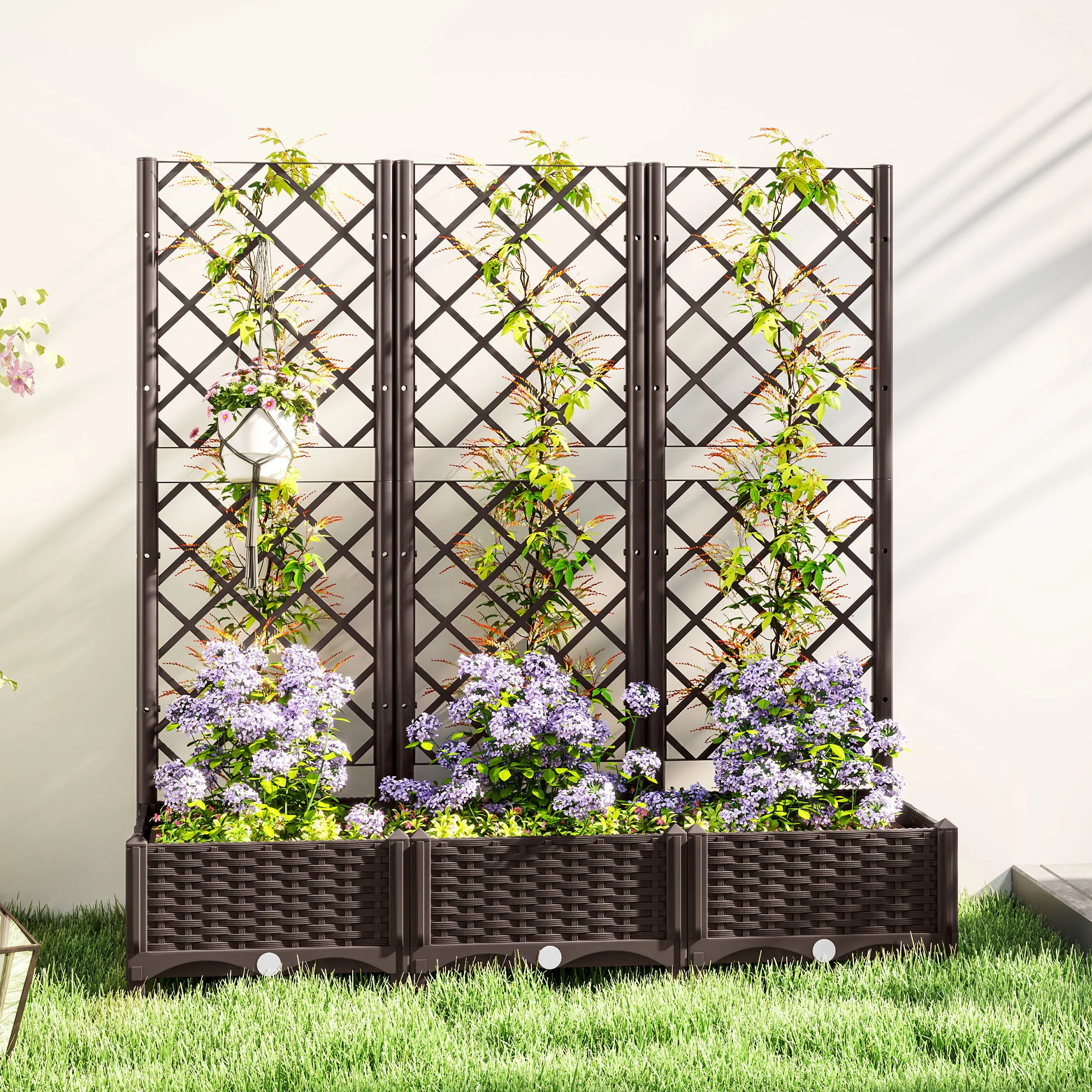 47" x 16" x 48" Plastic Raised Garden Bed with Trellis, Drainage Holes and Drain Plugs - Image 10