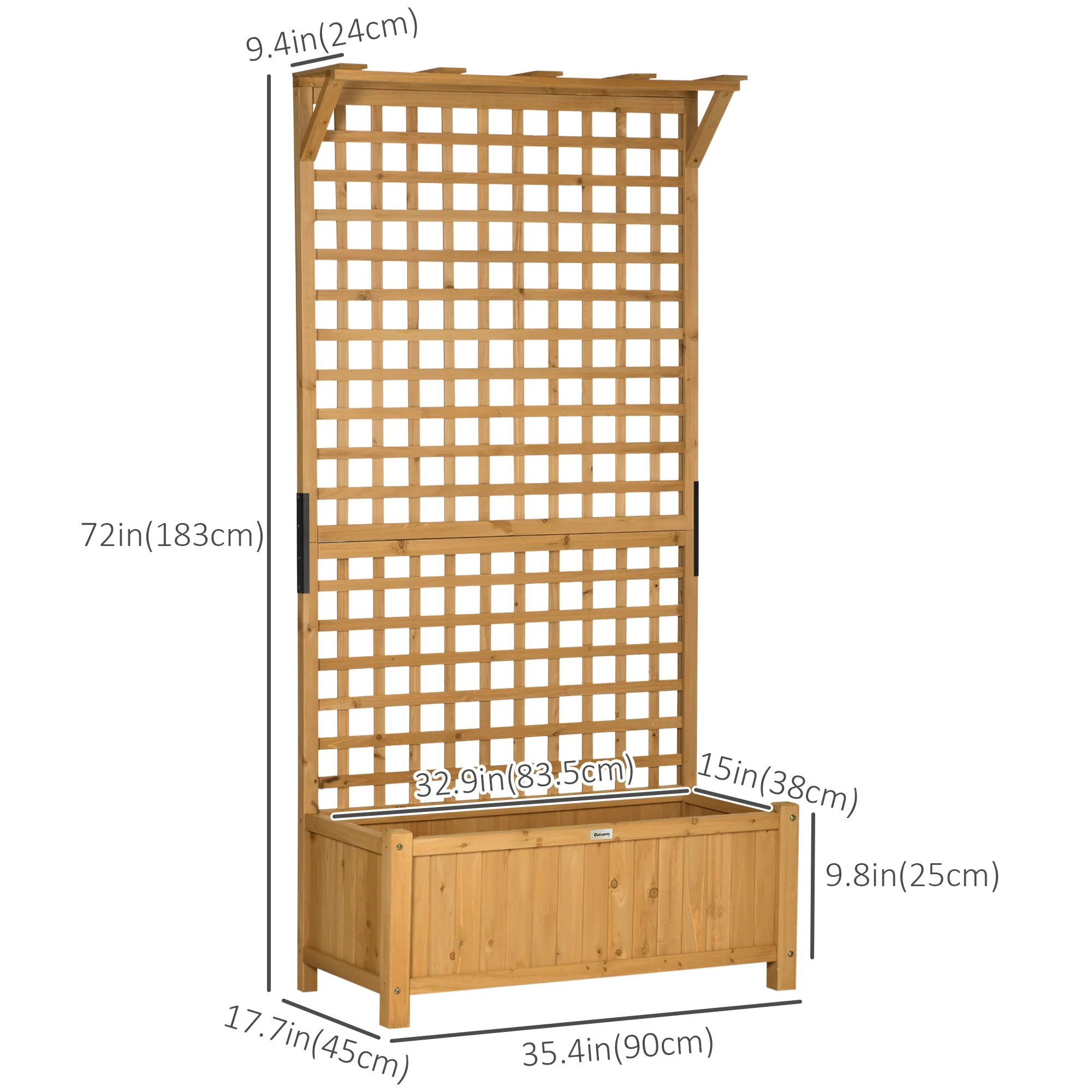 Raised Garden Bed, Wood Planter with Trellis for Vine Climbing, Privacy Screen Planter Box to Grow Vegetables, Herbs, and Flowers for Backyard, Patio, Deck, Yellow - Image 5