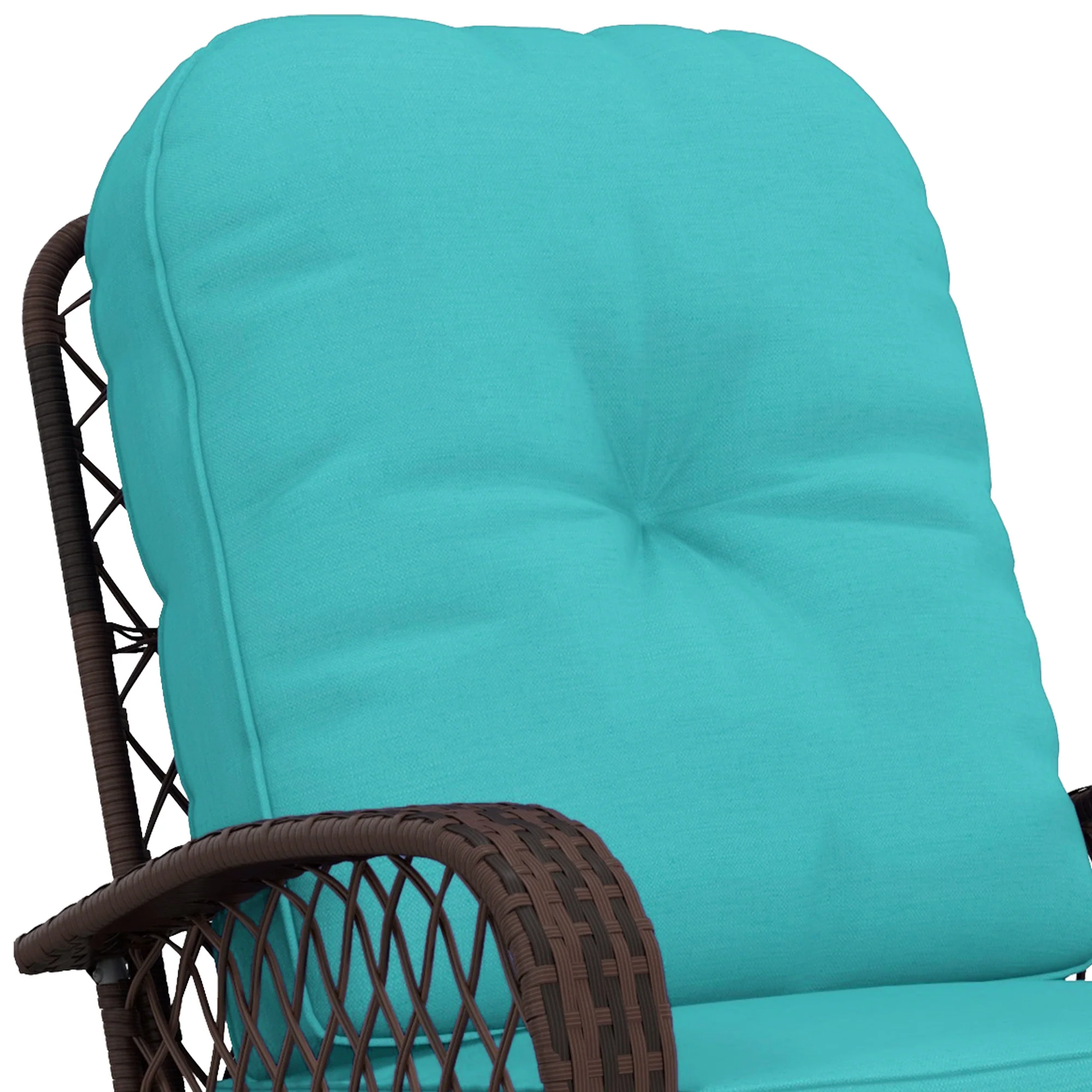 Outdoor Wicker Rattan Rocking Chair, Patio Rocker with Thick Cushions, Turquoise - Image 9