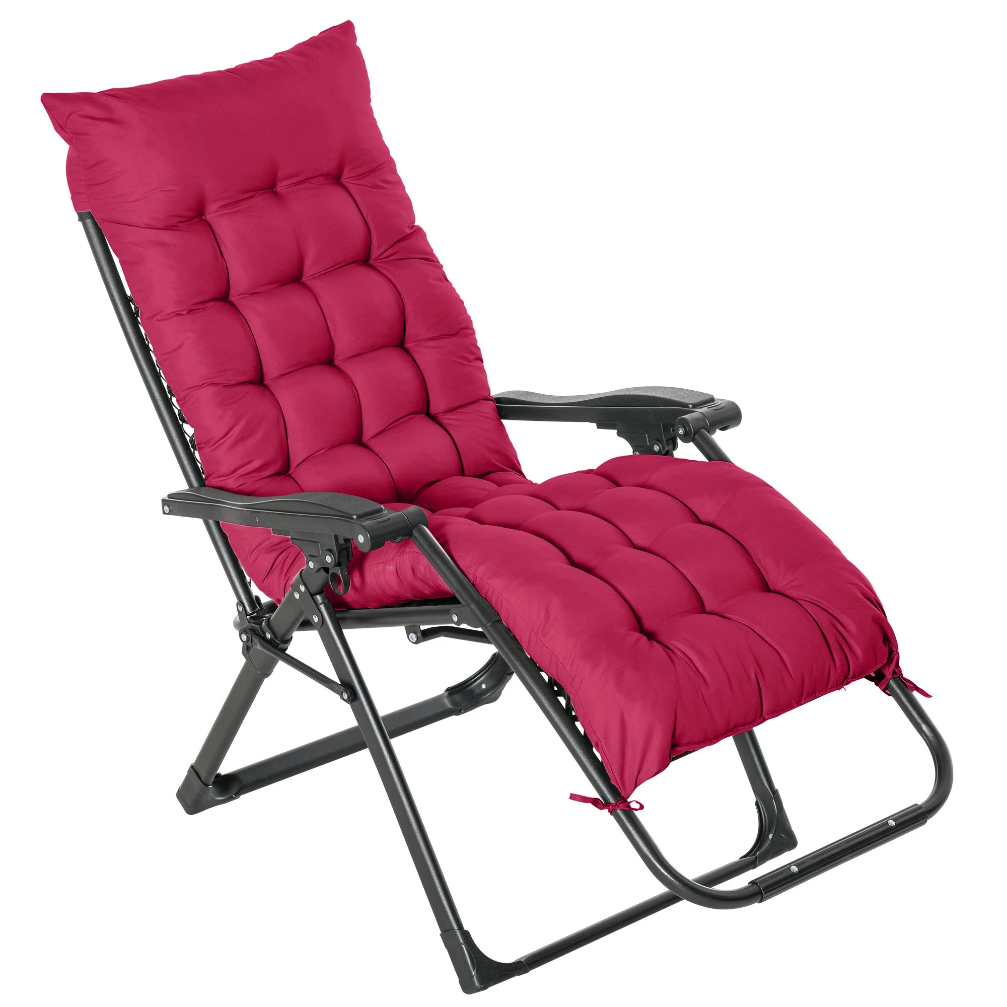 Reclining Zero Gravity Chair w/Adjustable Backrest, Removable Cushion & Headrest, Wine Red - Image 2
