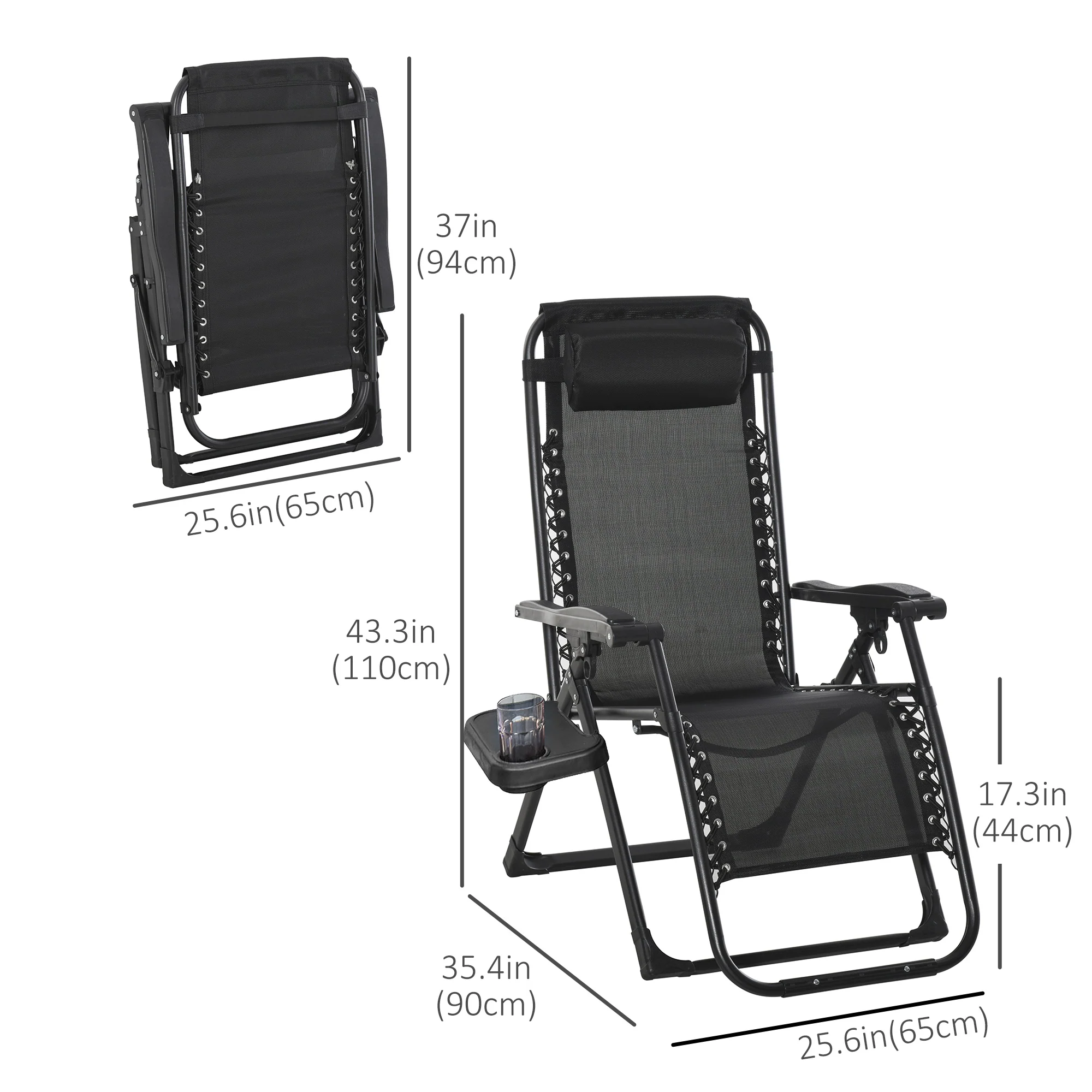 Reclining Zero Gravity Chair w/Adjustable Backrest, Removable Cushion & Headrest, Wine Red - Image 5