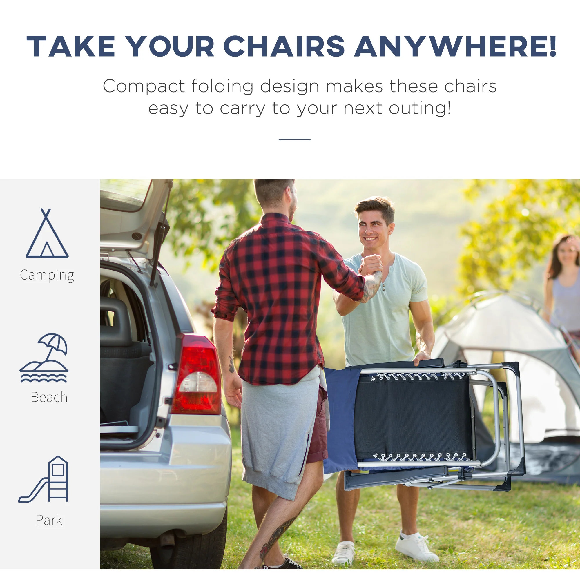 Reclining Zero Gravity Chair w/ Adjustable Backrest, Folding Garden Sun Lounger, Dark Blue - Image 9