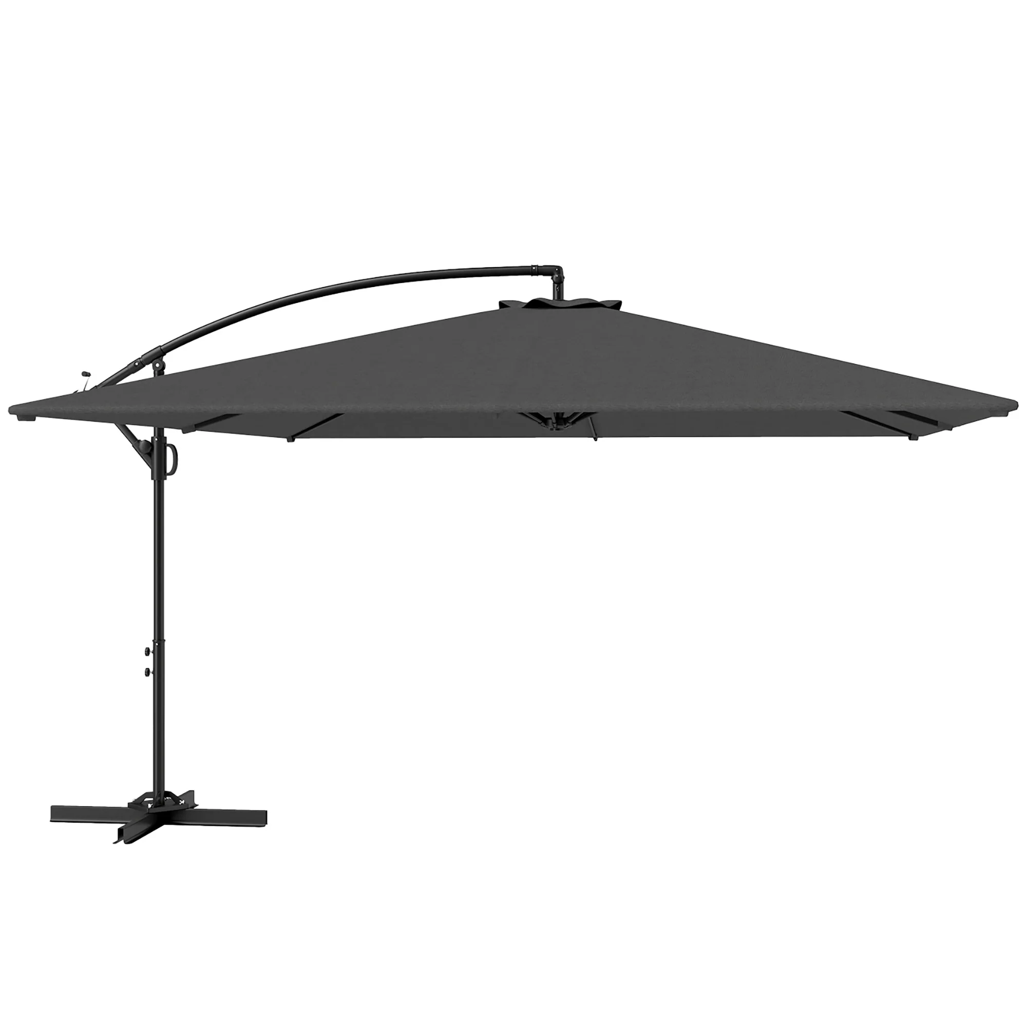 Rectangular Cantilever Parasol 111" x 150.4", Outdoor Garden Umbrella with Crank, Cross Base, Adjustable Tilt, 360¡ã Rotation, UV Protection UPF50+, Grey - Image 12