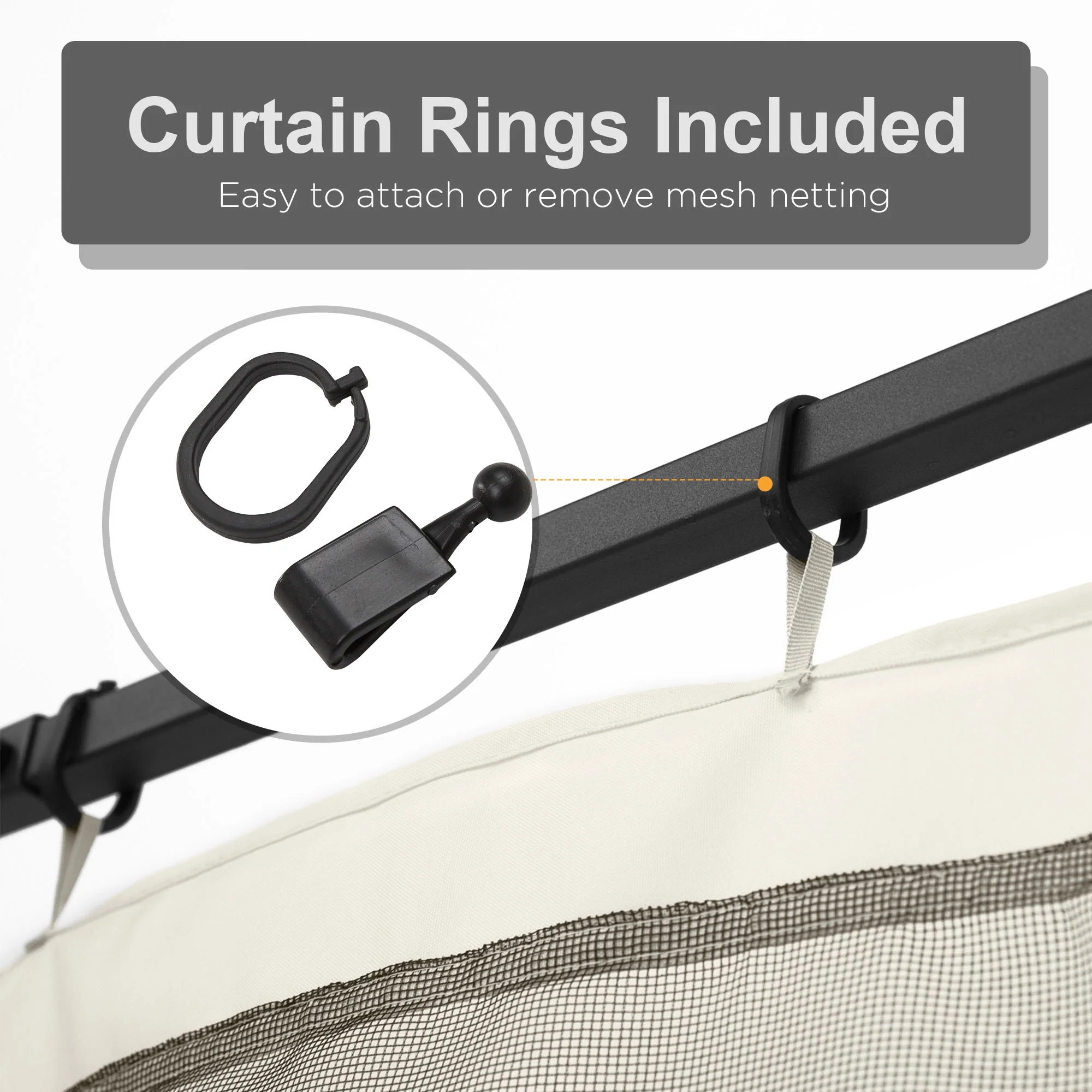 Replacement Mosquito Netting for Gazebo 10' x 10'with Zippers, White - Image 7
