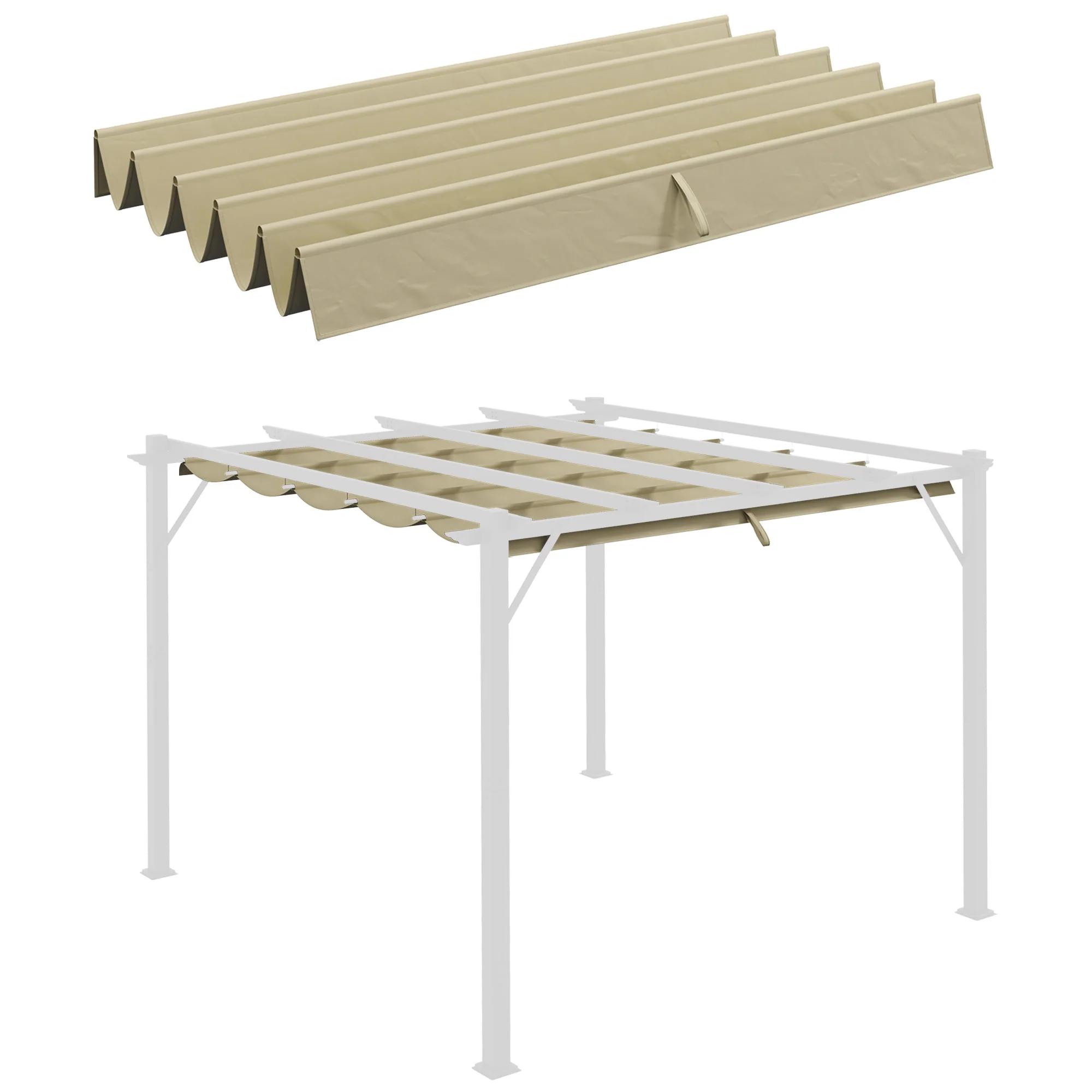 Retractable Replacement Pergola Canopy for 10' x 10' Pergola, Beige