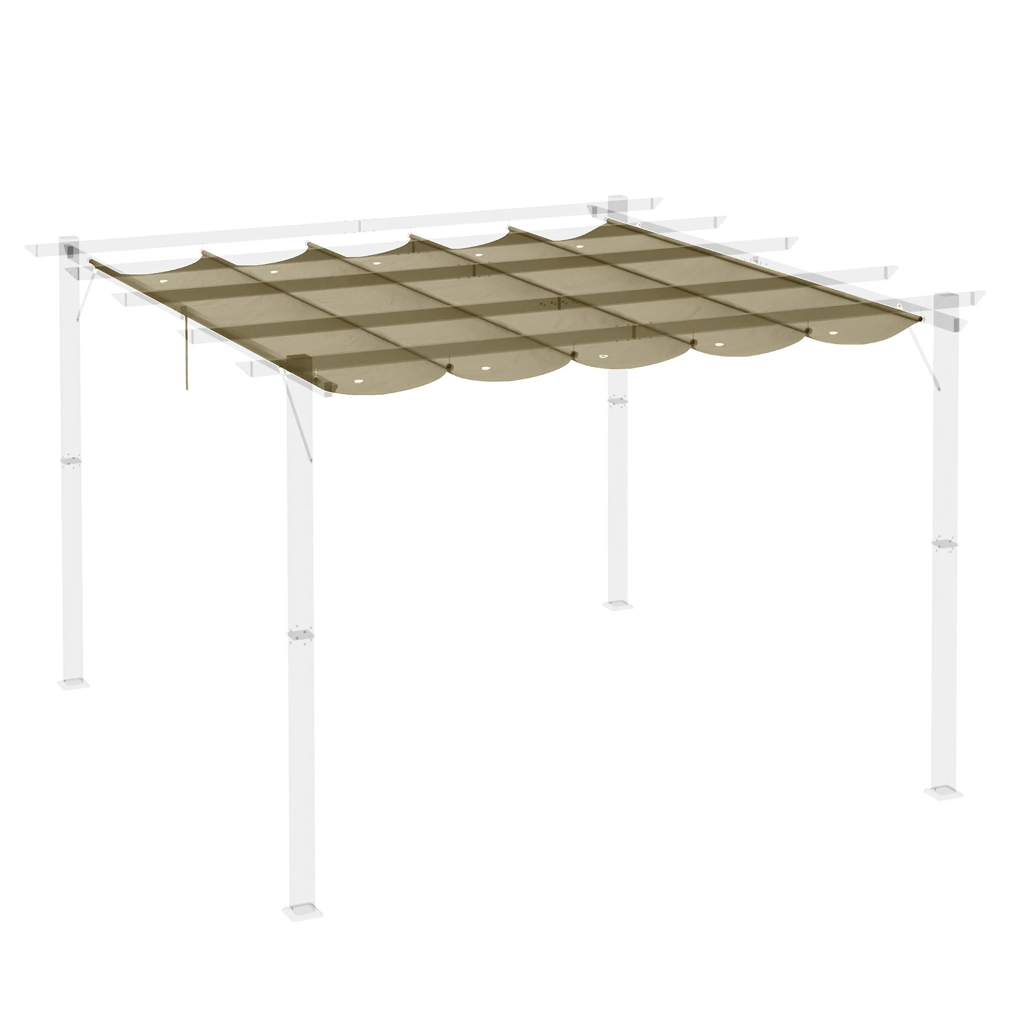 Retractable Replacement Pergola Canopy for 10' x 10' Pergola, Tan - Image 10