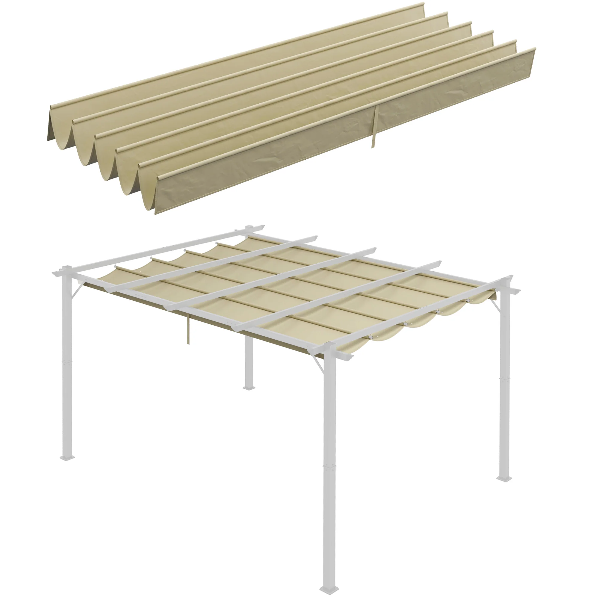 Retractable Replacement Pergola Canopy for 10' x 13' Pergola, Beige