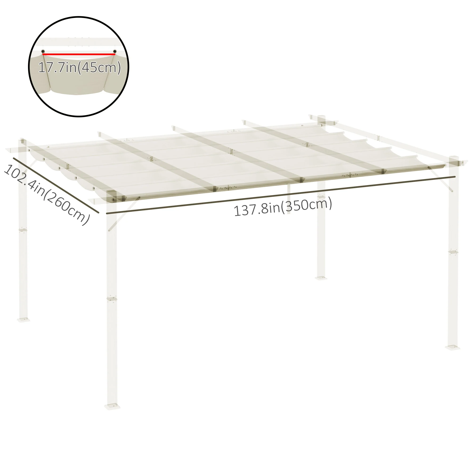 Retractable Replacement Pergola Canopy for 10' x 13' Pergola, Cream White - Image 5
