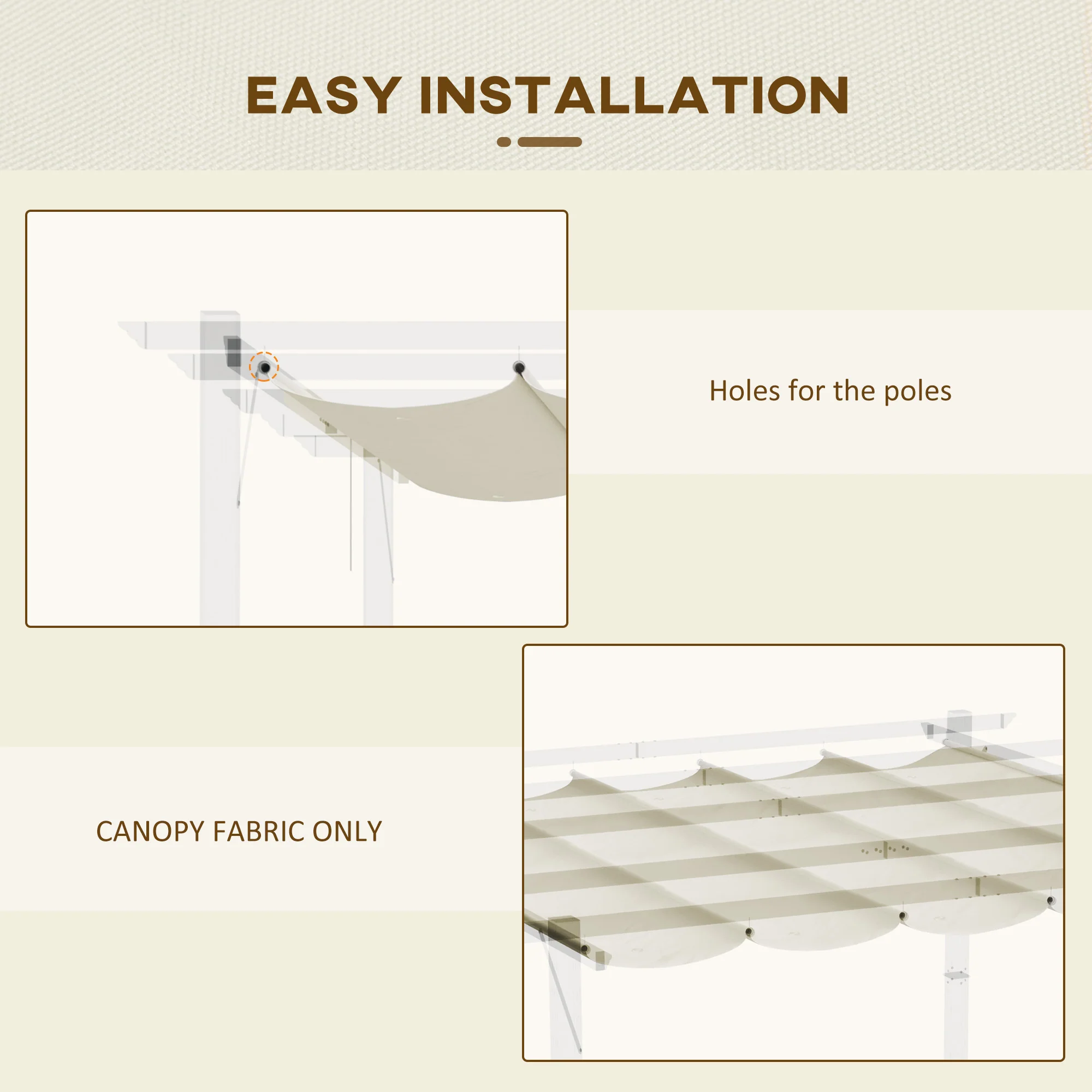 Retractable Replacement Pergola Canopy for 10' x 13' Pergola, Cream White - Image 8