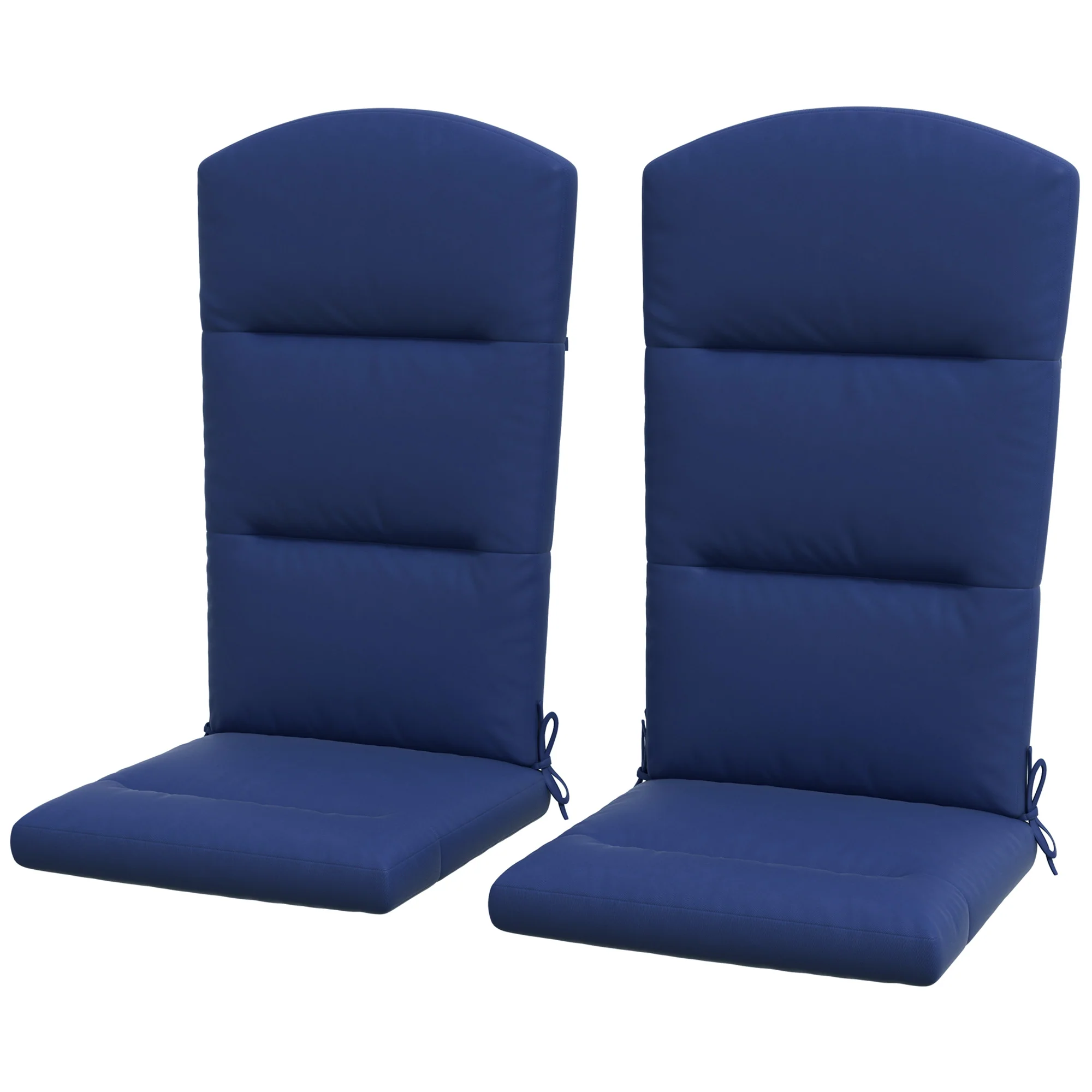 Set of 2 Patio Chair Cushions for Adirondack Chair Replacement with Back & Ties, Blue - Image 2