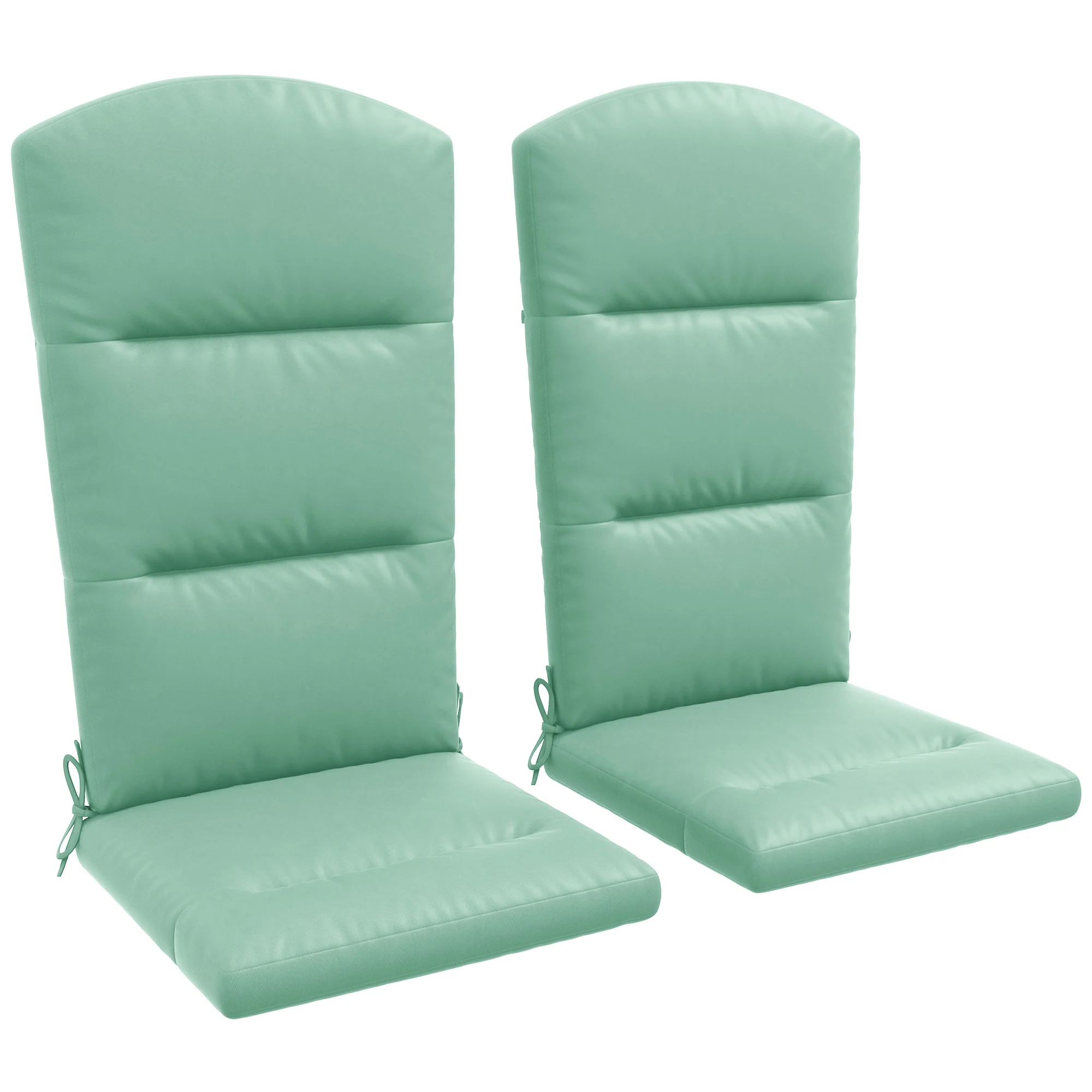 Set of 2 Patio Chair Cushions for Adirondack Chair Replacement with Back & Ties, Green