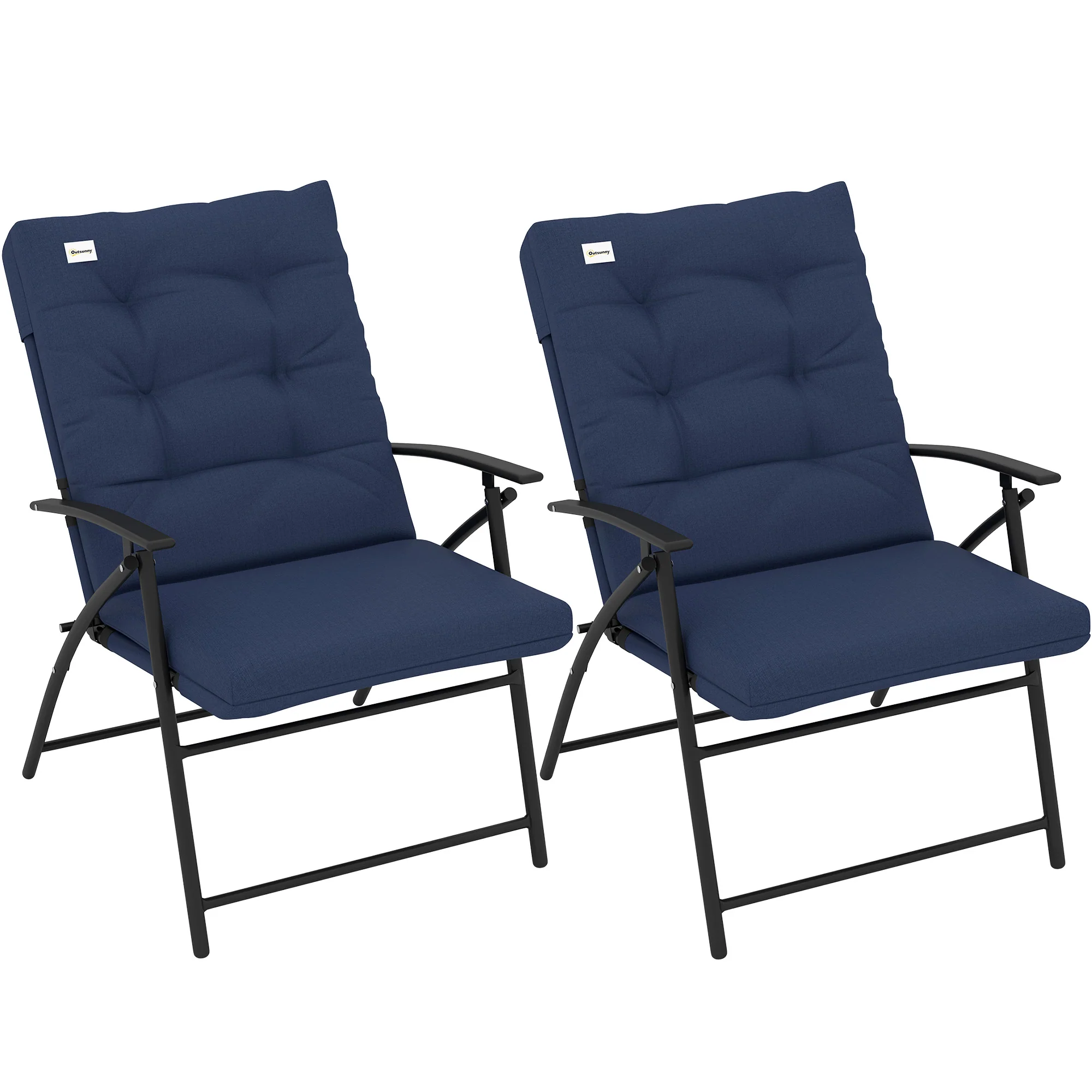 Set of 2 Outdoor Folding Chairs with Adjustable Backrest, Padded Camping Chairs for Outdoor Events, Blue - Image 12