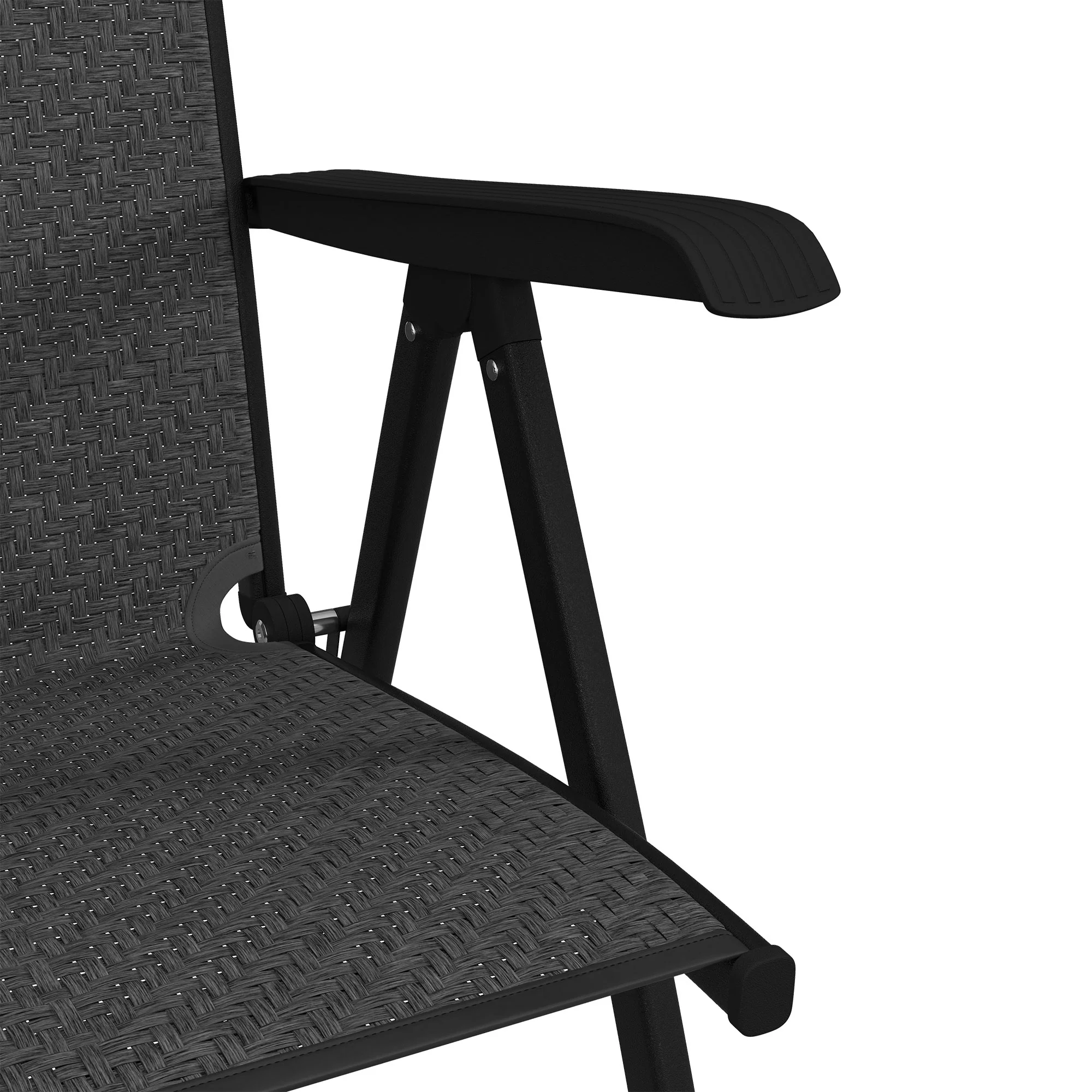2PCs Outdoor Wicker Folding Chairs with Adjustable Backrest & Steel Frame, Grey - Image 11