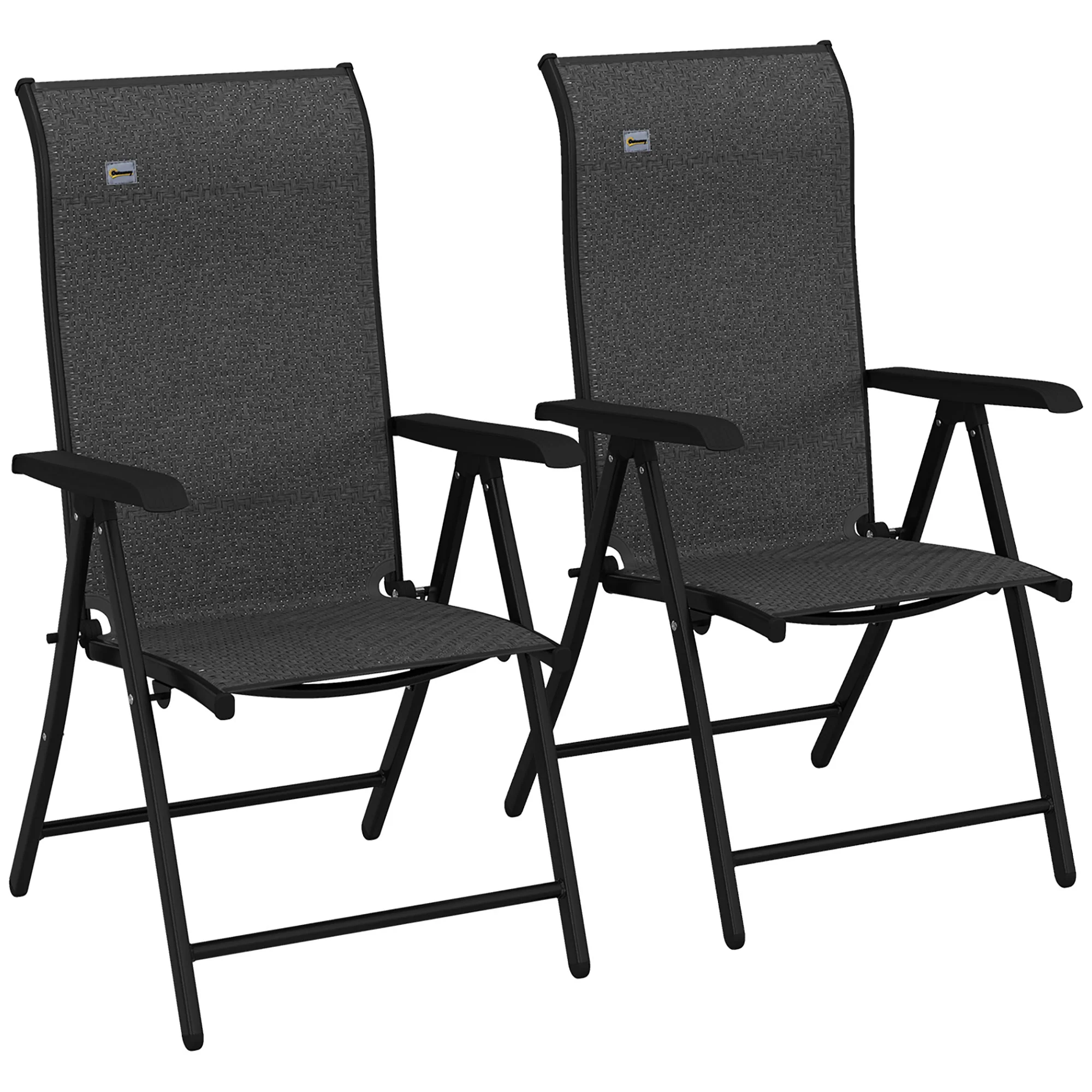 2PCs Outdoor Wicker Folding Chairs with Adjustable Backrest & Steel Frame, Grey - Image 12