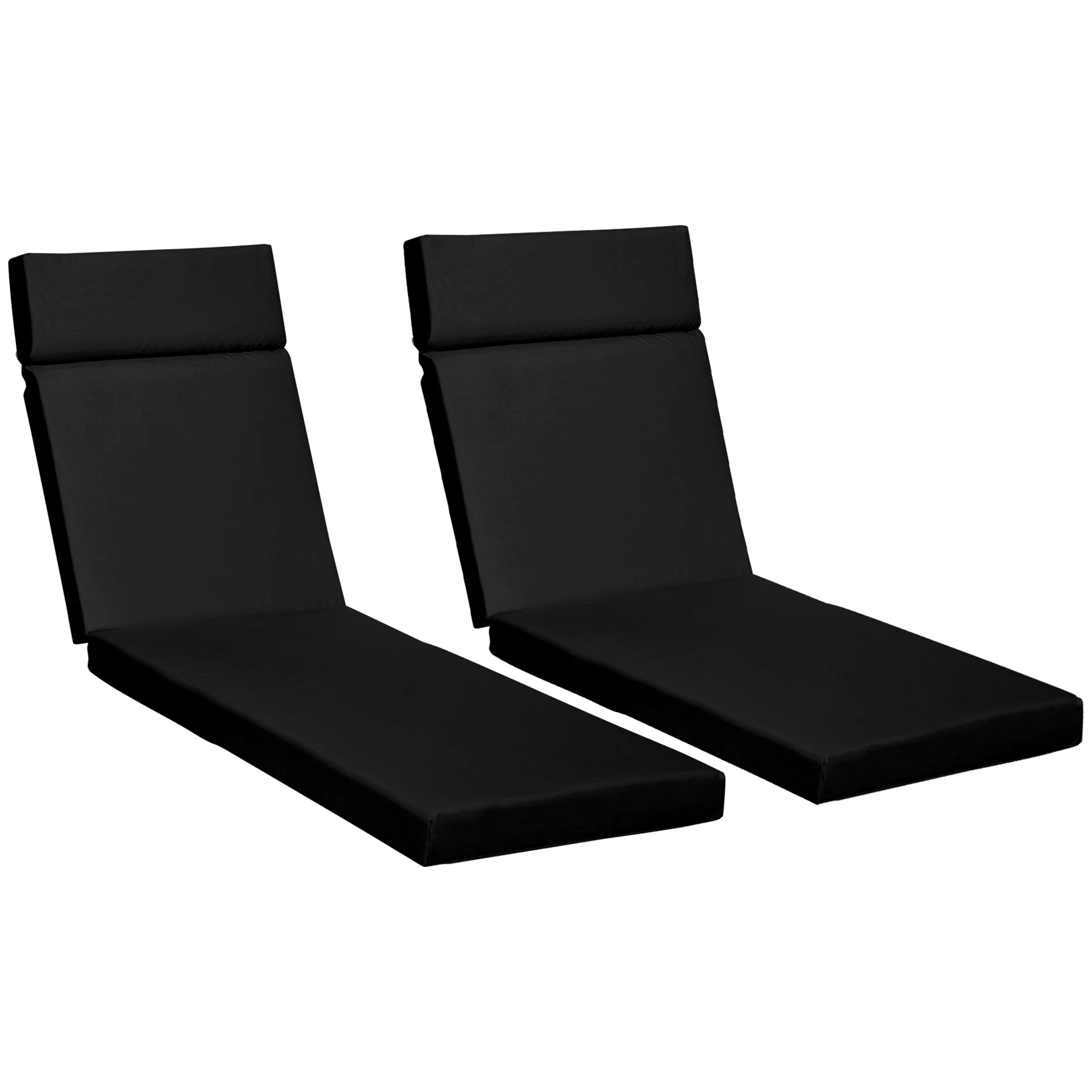 2 Piece Sun Lounger Replacement Cushions w/ Ties for Rattan Furniture, 196 x 55 cm, Black - Image 12