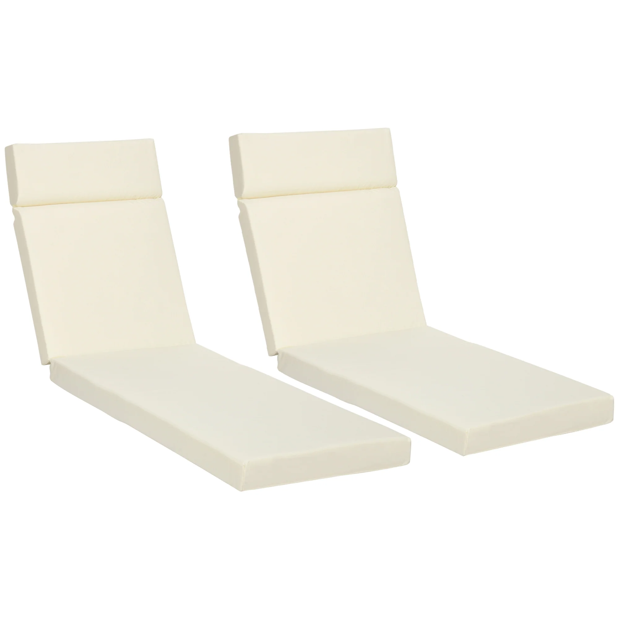 2 Piece Sun Lounger Replacement Cushions w/ Ties for Rattan Furniture, 196 x 55 cm, Cream White - Image 12