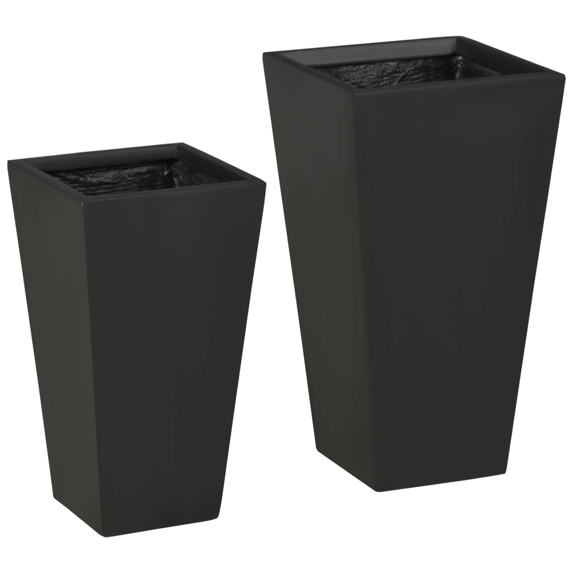 Set of 2 Tall Planters, 22"/18", with Drainage Holes, Black - Image 12