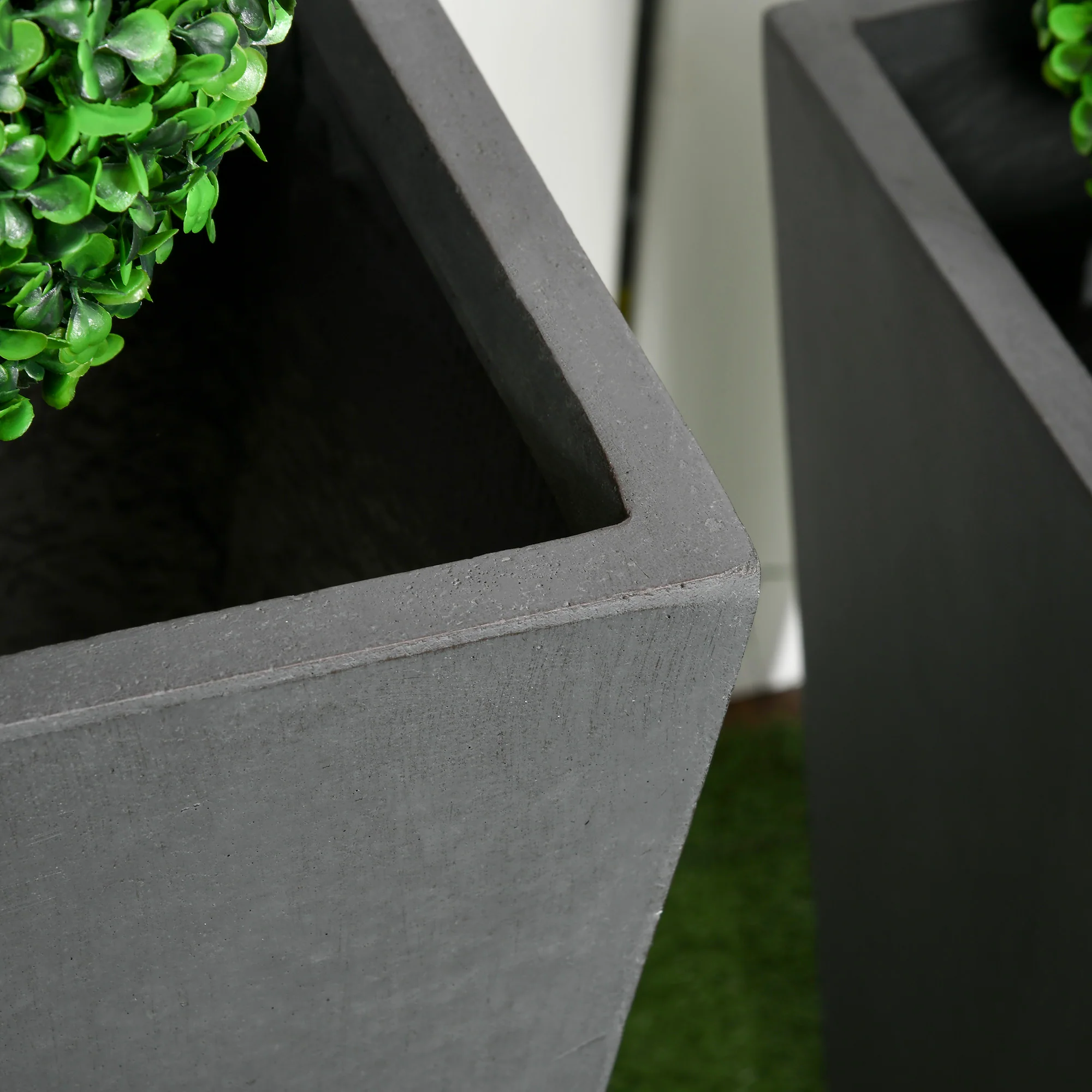 Set of 2 Tall Planters, 22"/18", with Drainage Holes, Grey - Image 9
