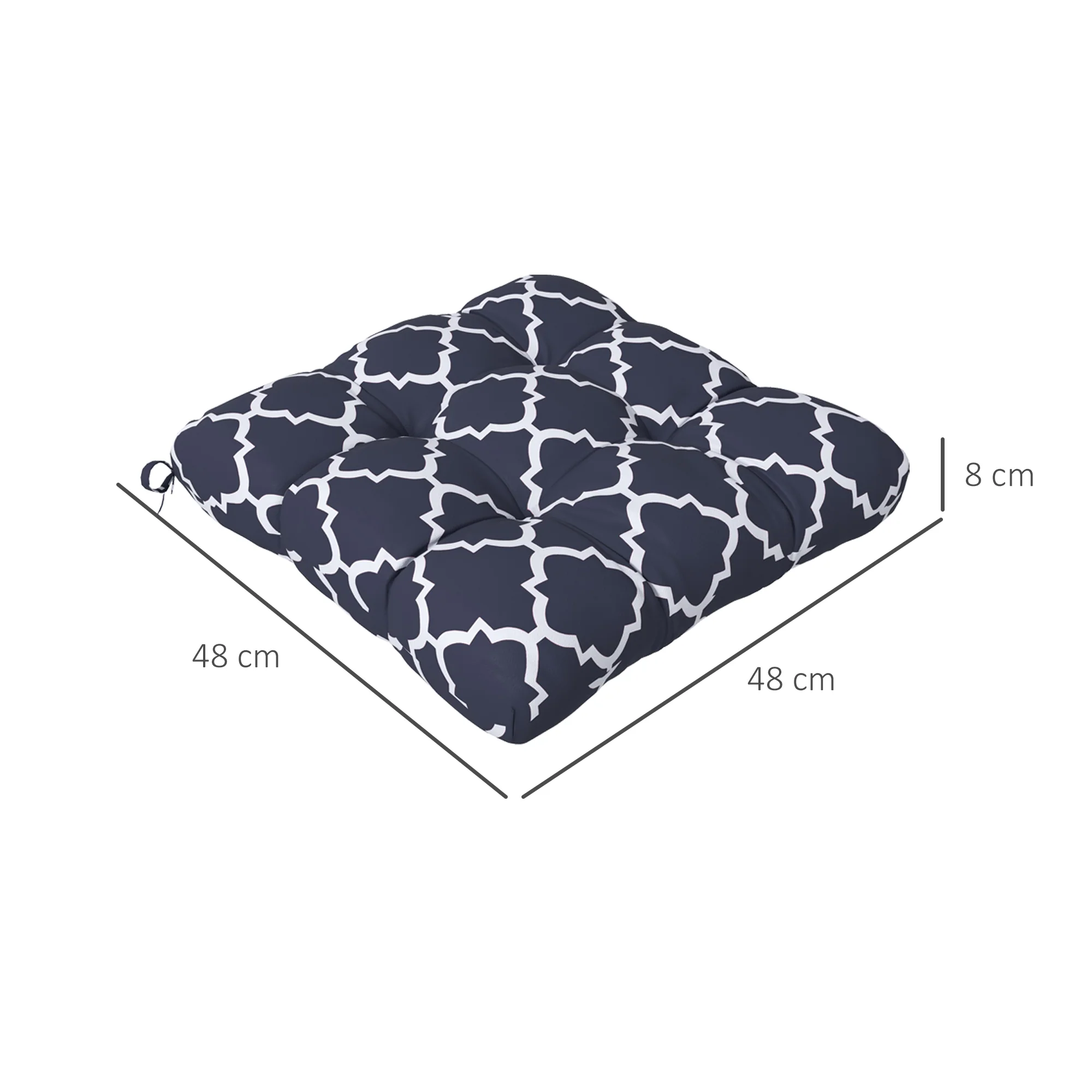 4 Piece Outdoor Seat Cushions with Ties, Water Repellent Chairs Seat Pads, Blue - Image 5