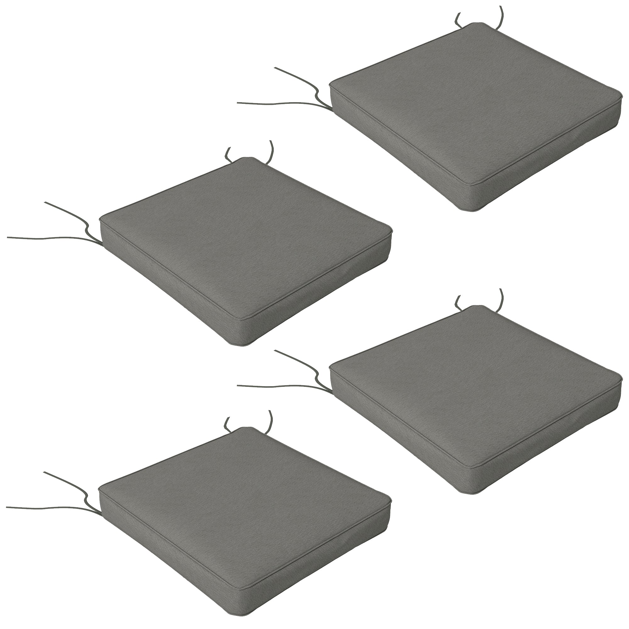 4 Piece Outdoor Seat Cushions with Ties, Water Repellent Chairs Seat Pads, Charcoal Grey - Image 12