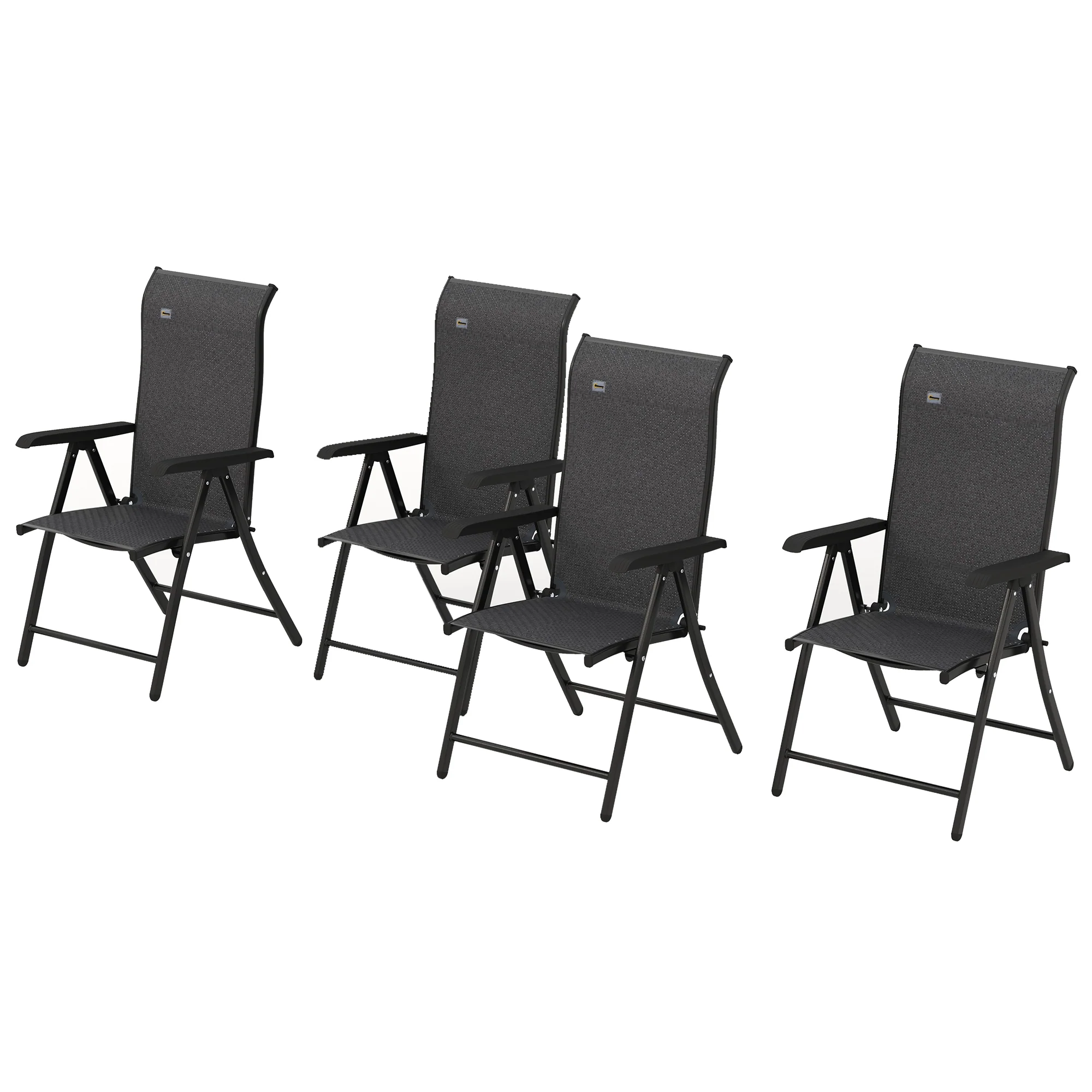 Set of 4 Folding Rattan Dining Chairs with 7 Levels Adjustable Backrest, Grey - Image 2