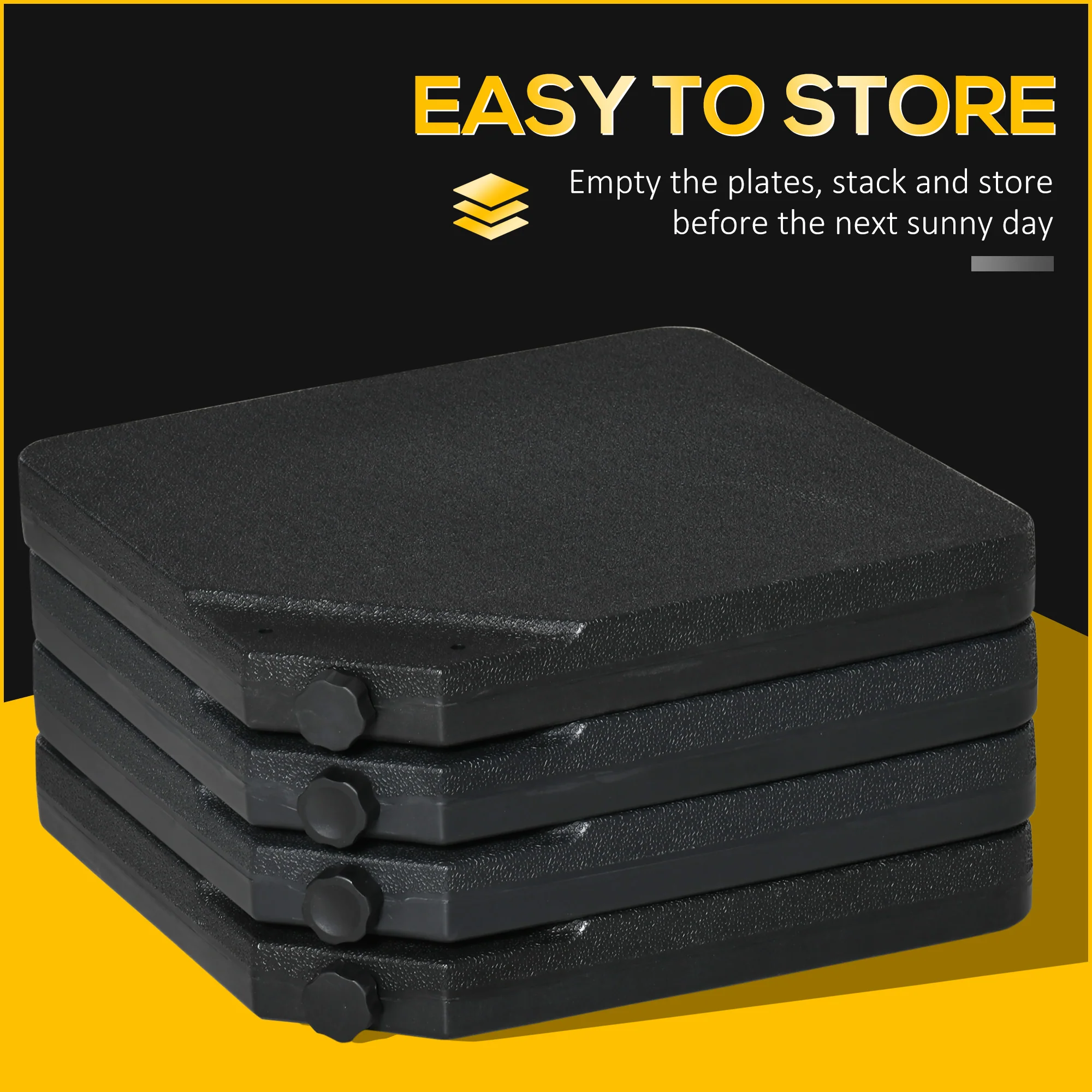 Set of 4 Parasol Weights for Banana Cantilever Umbrella, Water & Sand Can Be Filled, Black - Image 9