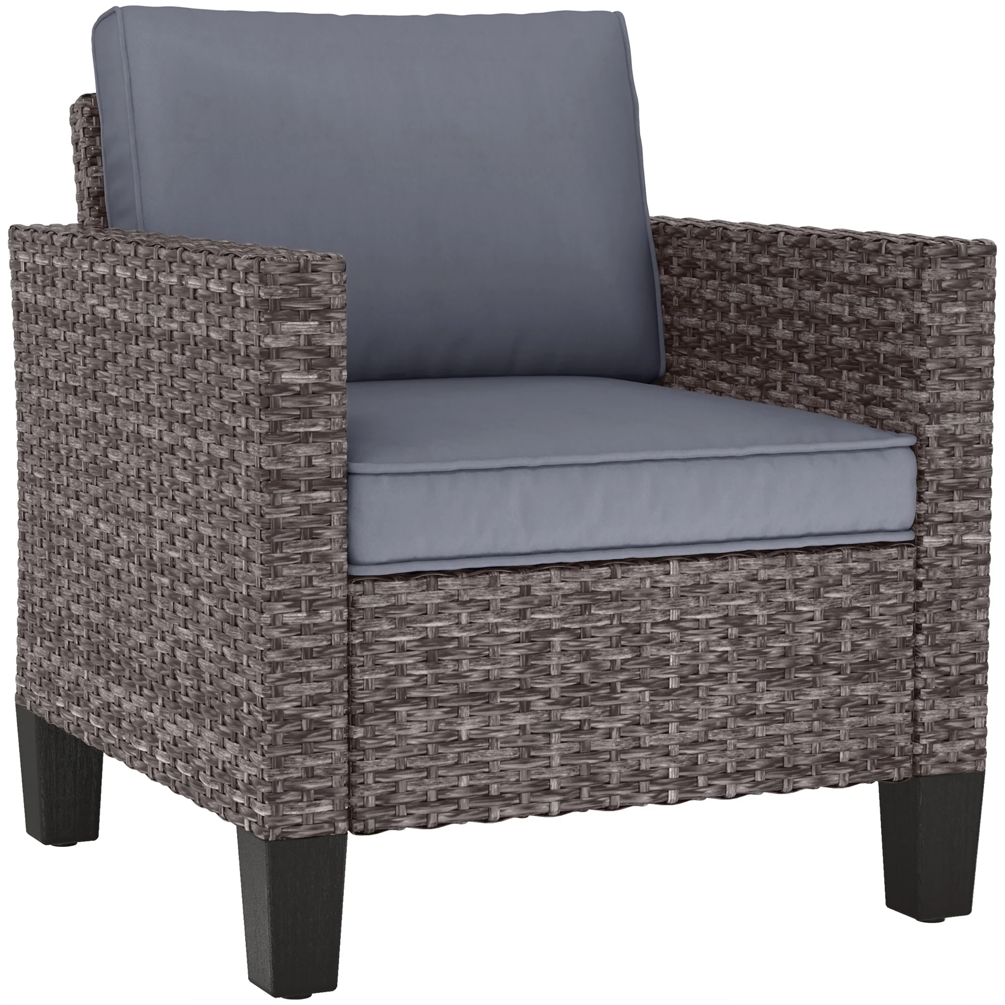 Single Seater Rattan Garden Armchair with Cushions for Patio, Porch, Dark Grey - Image 12