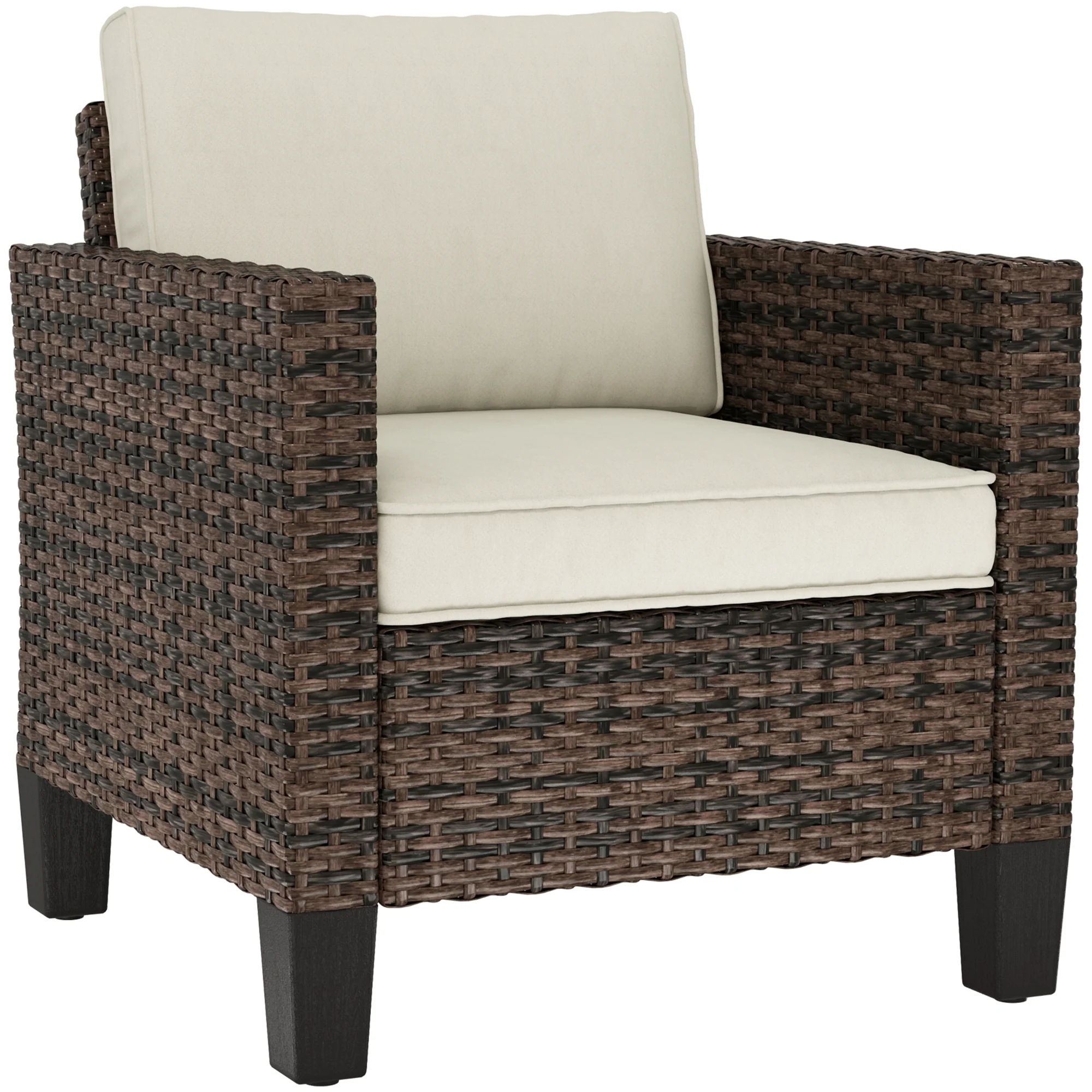 Single Seater Rattan Garden Armchair with Cushions for Patio, Porch, Brown - Image 12
