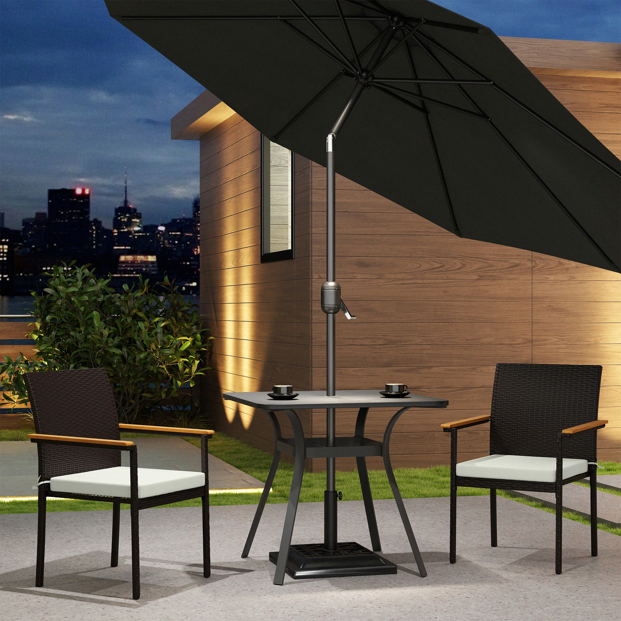 Stackable Wicker Patio Chairs Set of 2 with Removable Cushion & Armrest, Cream White - Image 10