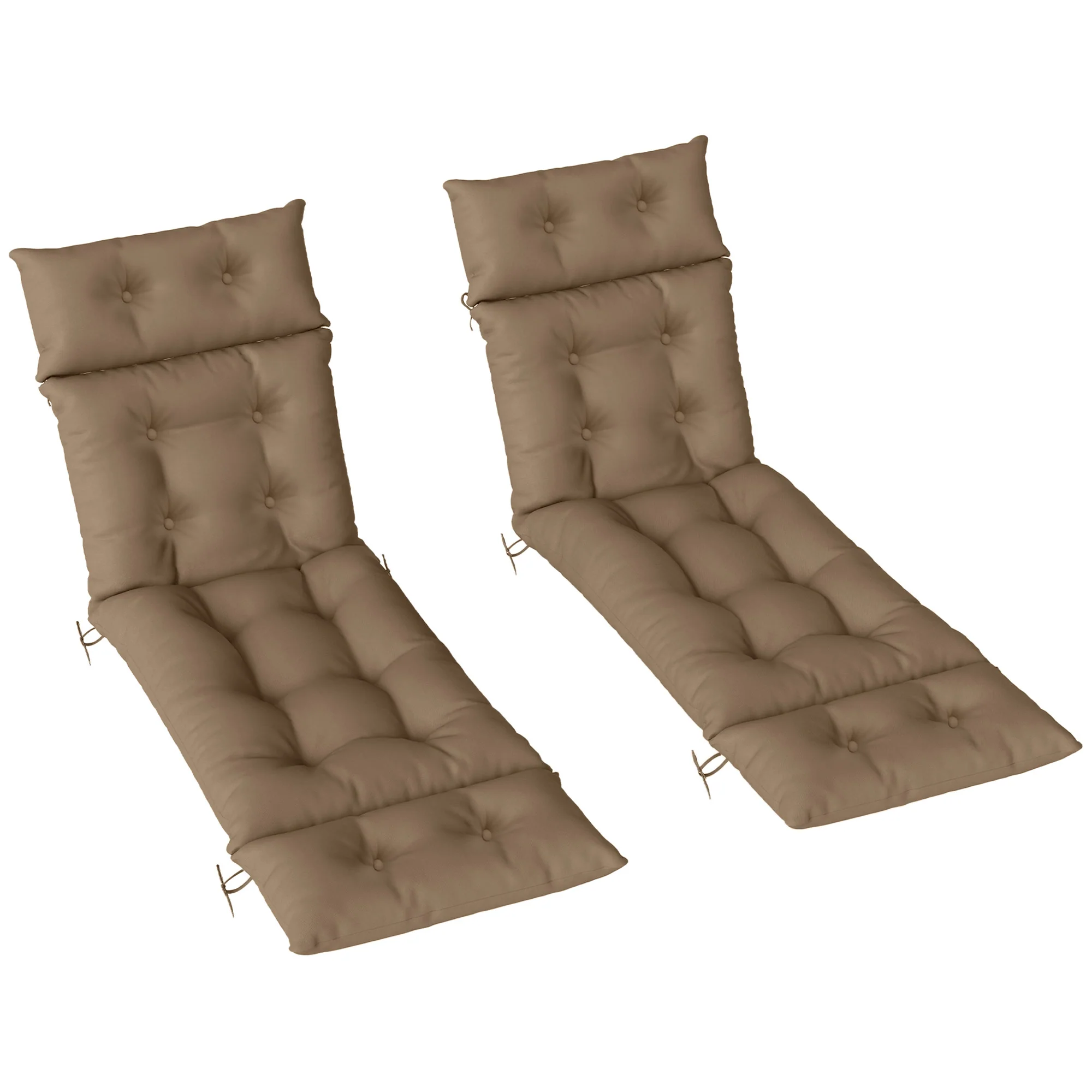 Lounge Chair Cushions Set of 2, Thick Sunbed Replacement Pads, 190 x 56 x 10cm, Khaki - Image 12