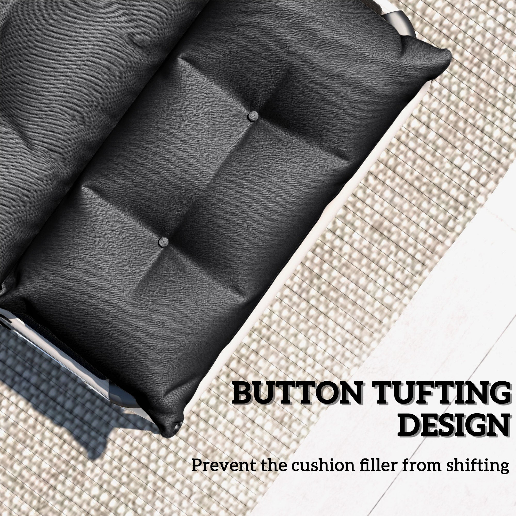 Lounge Chair Cushions Set of 2, Thick Sunbed Replacement Pads, 190 x 56 x 10cm, Dark Grey - Image 8