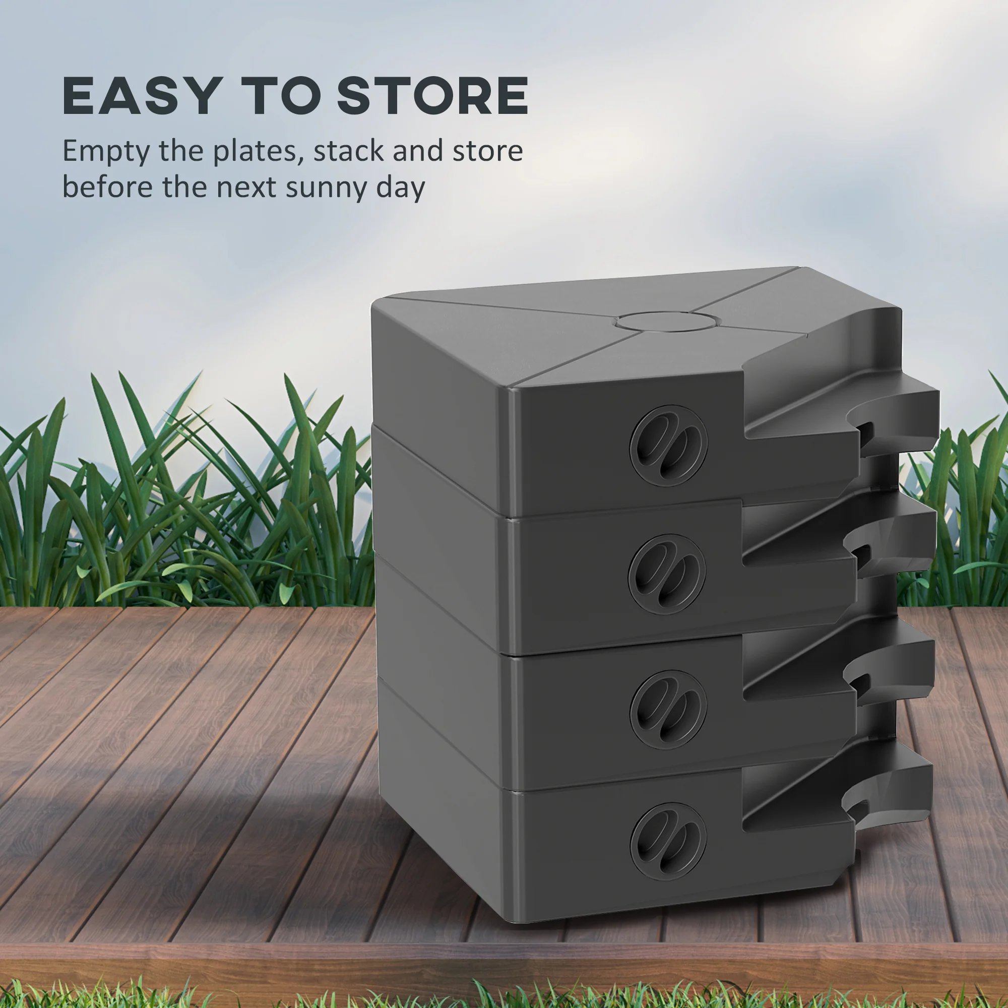 Set of 4 Umbrella Weights for Cantilever Parasol, 64kg Sand or 55kg Water Filled, Black - Image 9