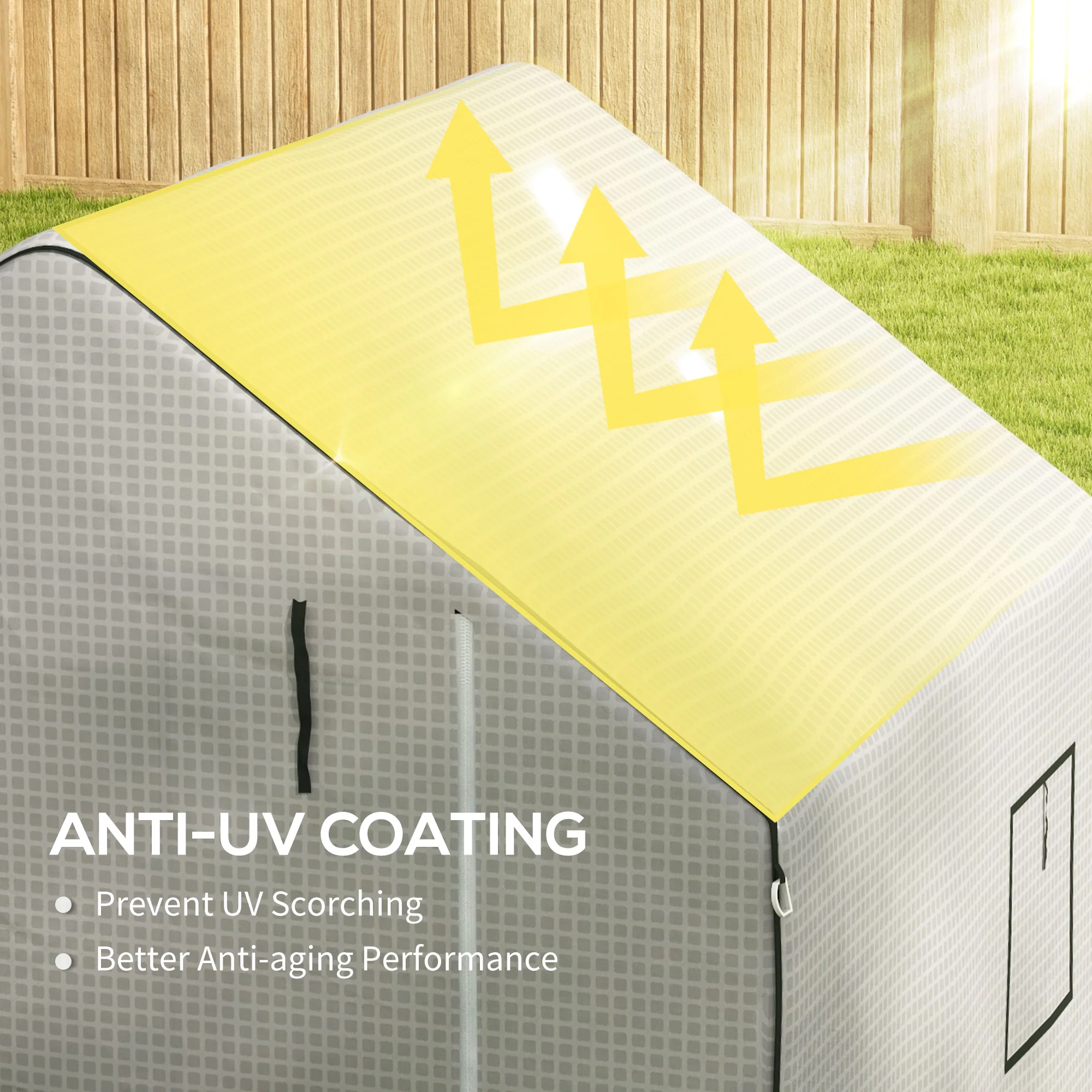 Greenhouse Cover Replacement with Roll-up Door & Mesh Windows, 140x143x190 cm, White - Image 7