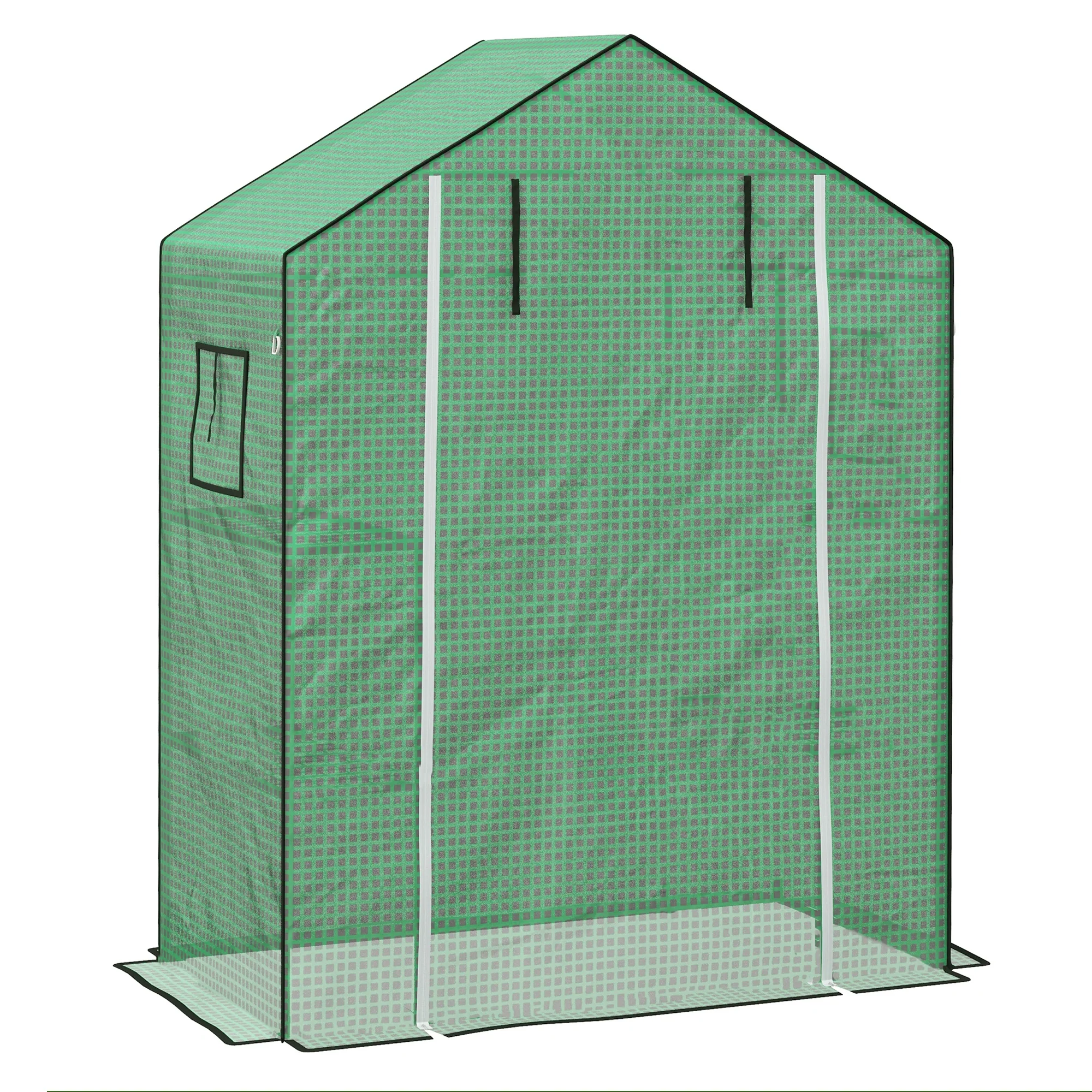 Greenhouse Cover Replacement with Roll-up Door & Mesh Windows, 140x73x190 cm, Green - Image 12