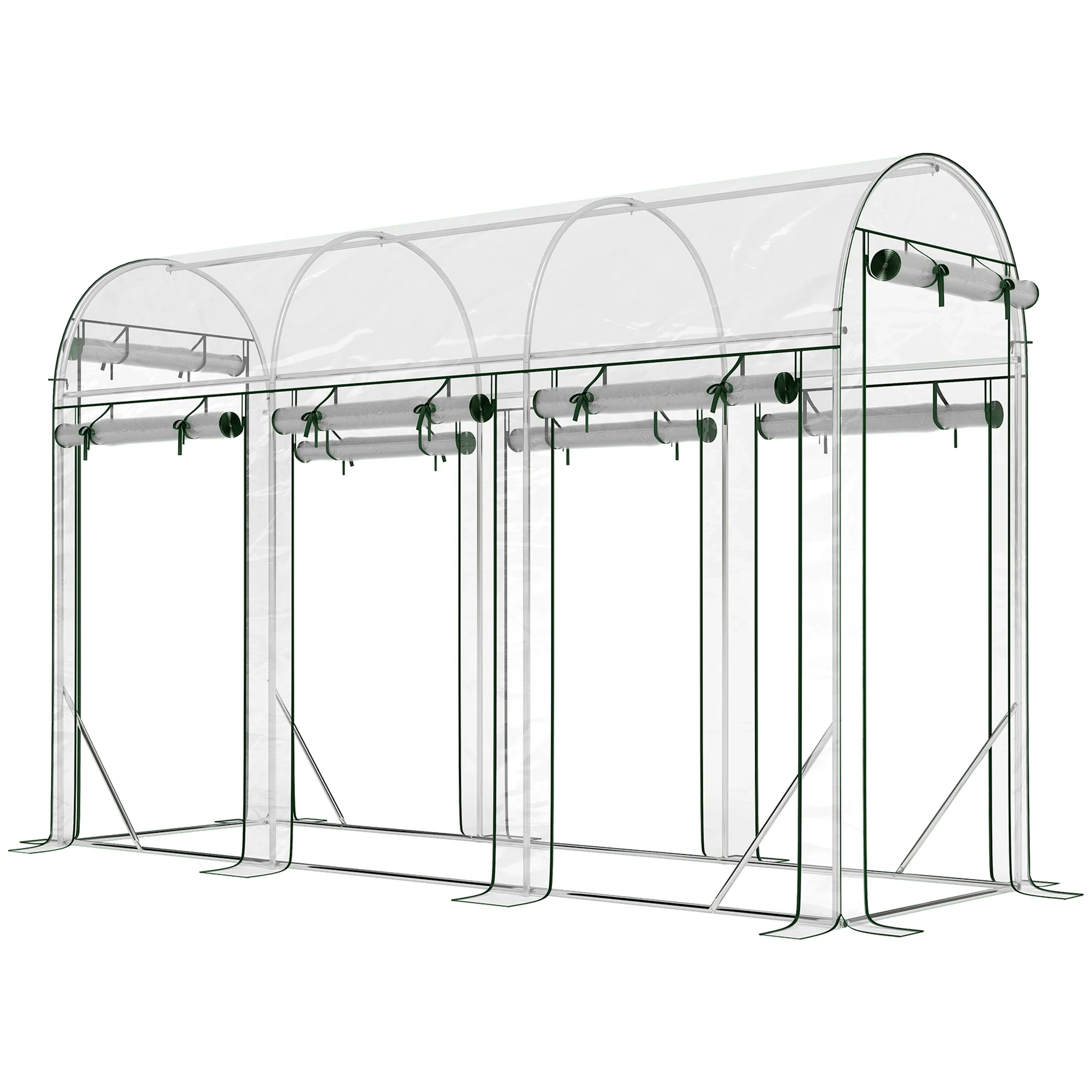 Walk-in Tunnel Greenhouse, 10' x 3' x 6.5' Hoop House Greenhouse with 8 Roll-Up Doors, Plant Hot House with Galvanized Steel Frame for Garden Patio Lawn, Clear - Image 12