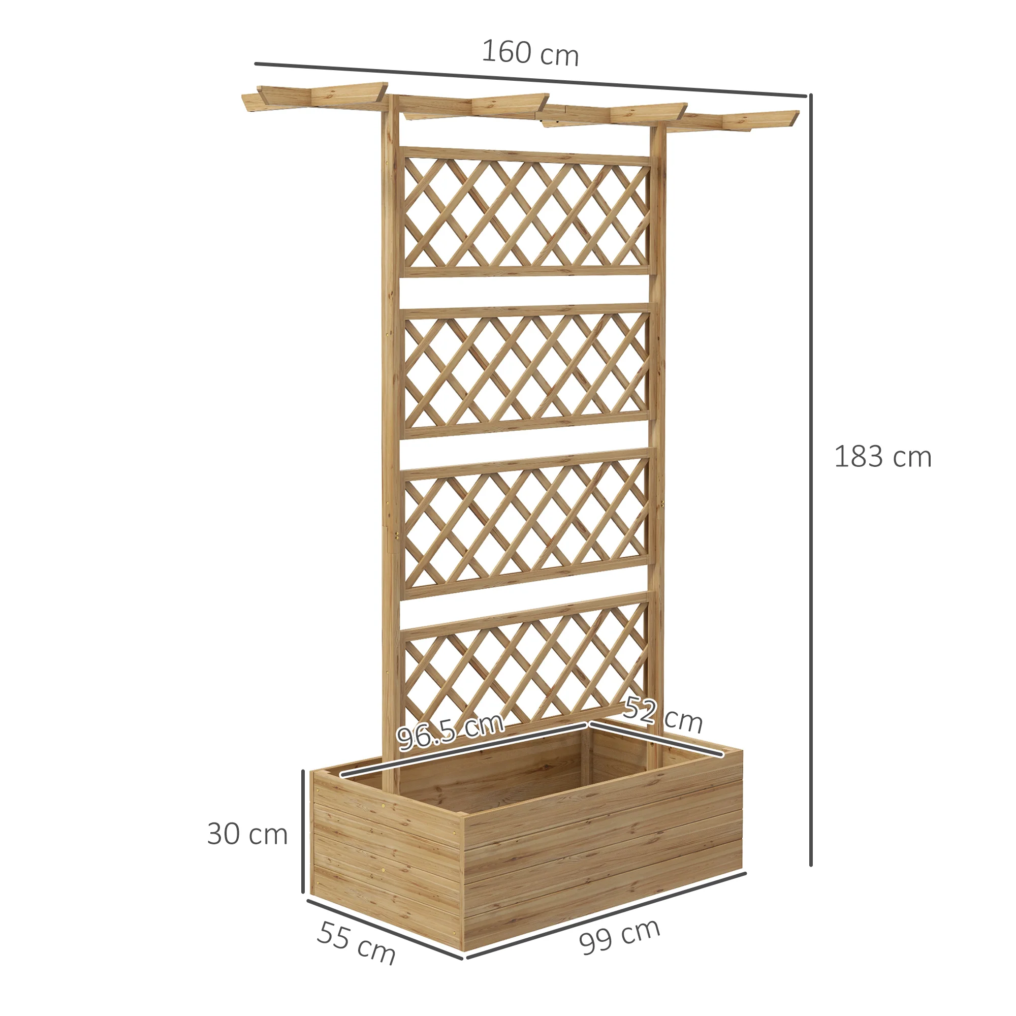 Wood Planter with Trellis, Privacy Screen Planter Box to Grow Vegetables, Herbs and Flowers, Natural - Image 5
